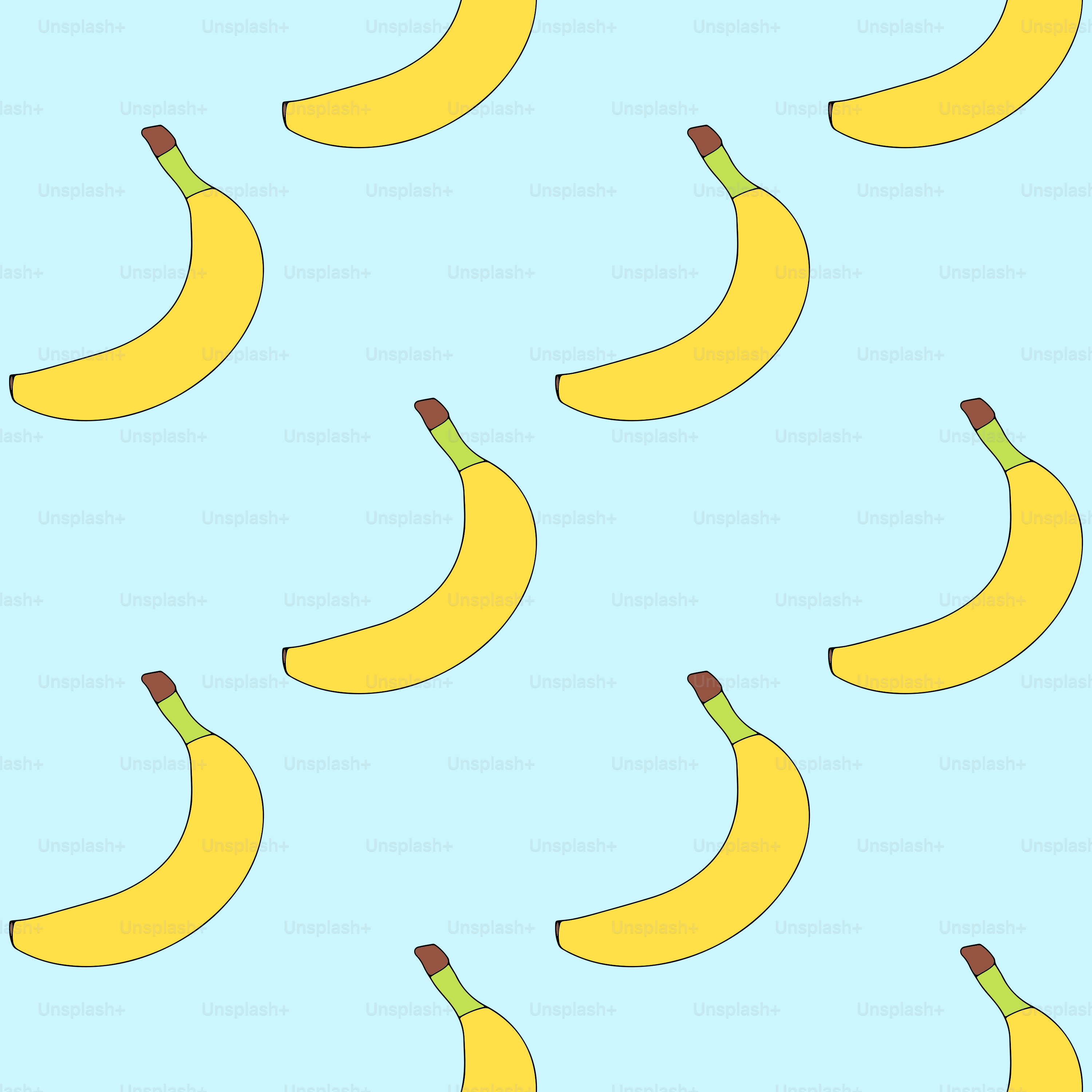 Pattern of yellow bananas on a light blue background