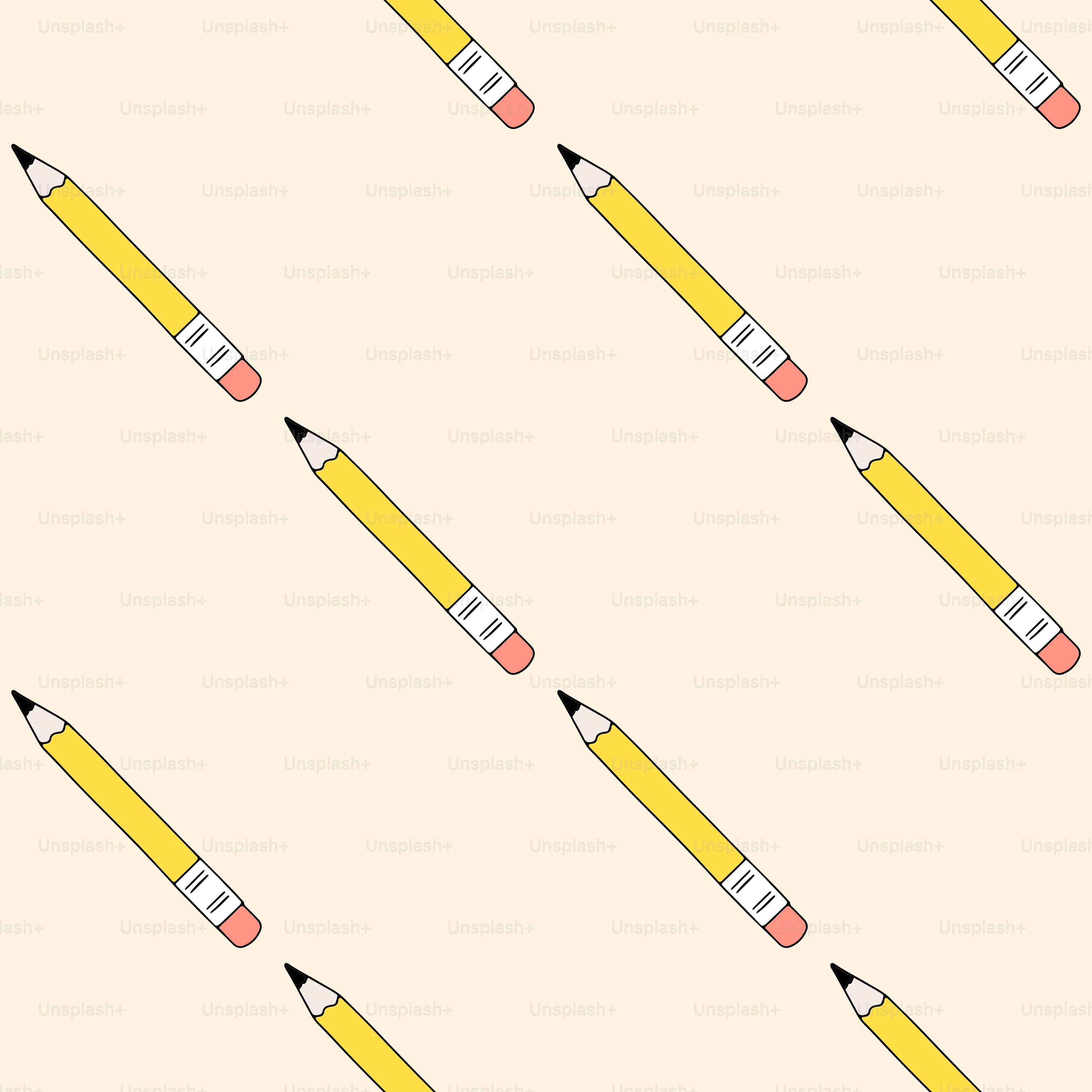 Yellow pencils arranged diagonally on a cream background