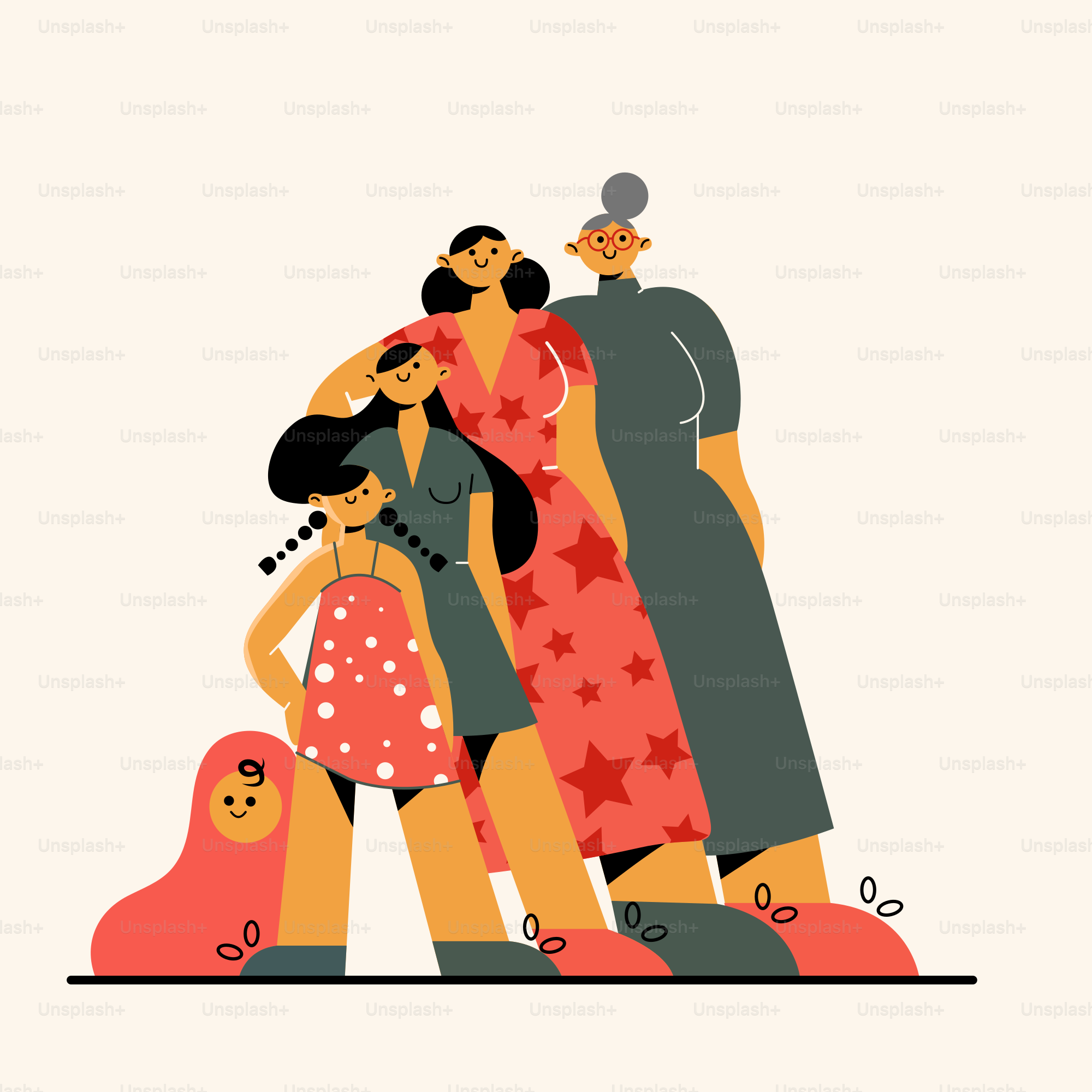 Four women of different ages standing together