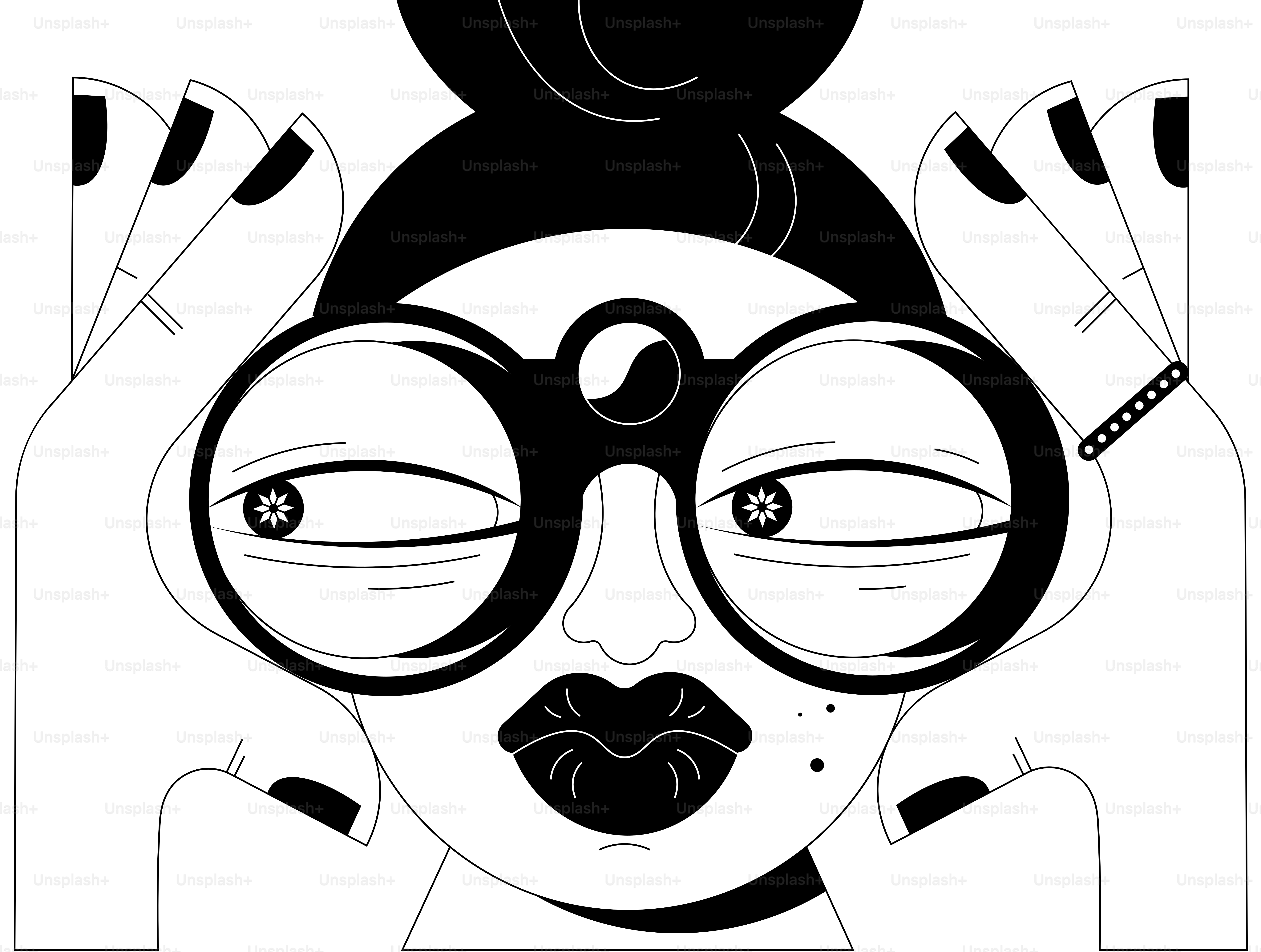 Woman wearing large glasses looking through binoculars