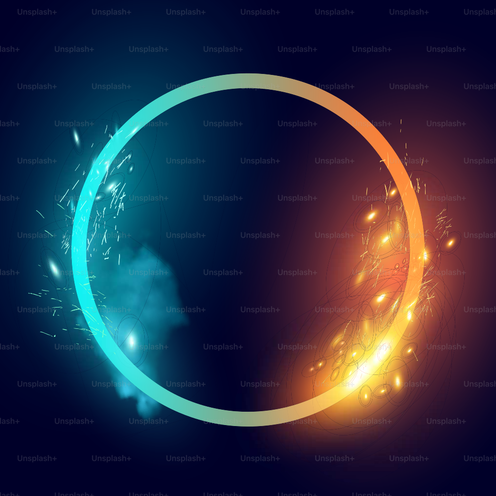 Fire and Ice effects on a loop shape. Vector illustration.
