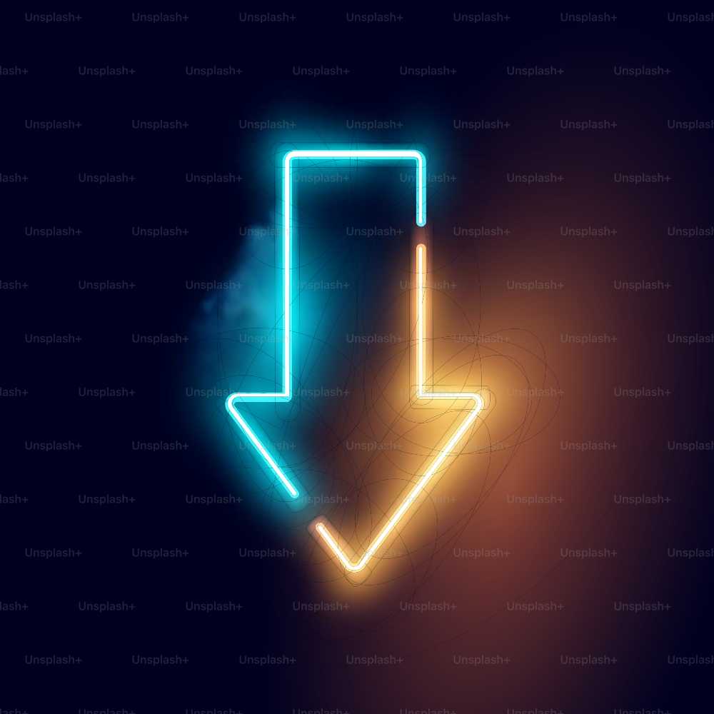 A neon glowing electric sign directional arrow. Vector illustration.