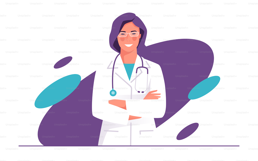 Vector illustration of a physician, doctor, therapist with stethoscope.