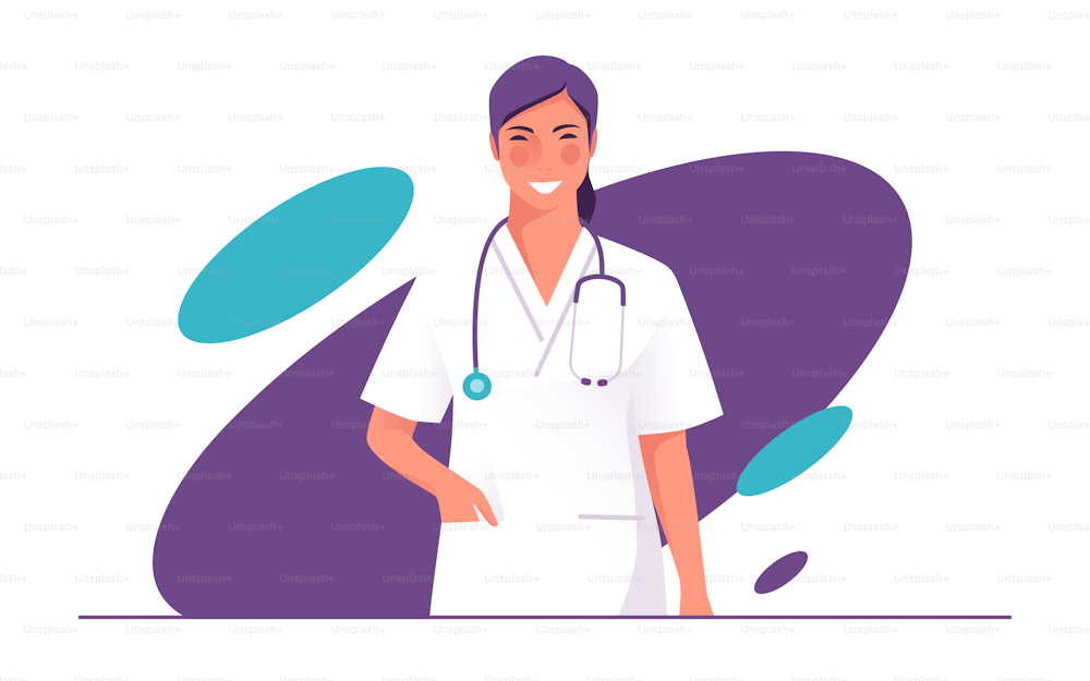 Vector illustration of a physician, doctor, therapist with stethoscope.