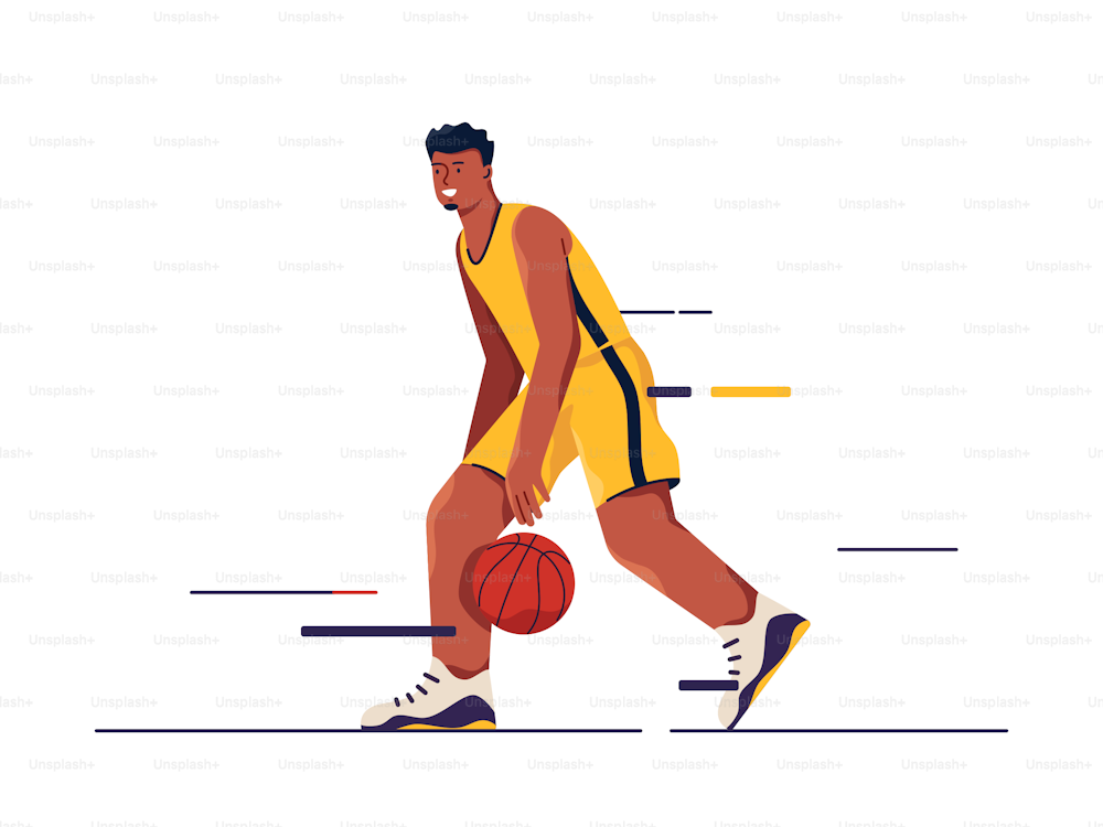Vector illustration of a basketball player in motion.