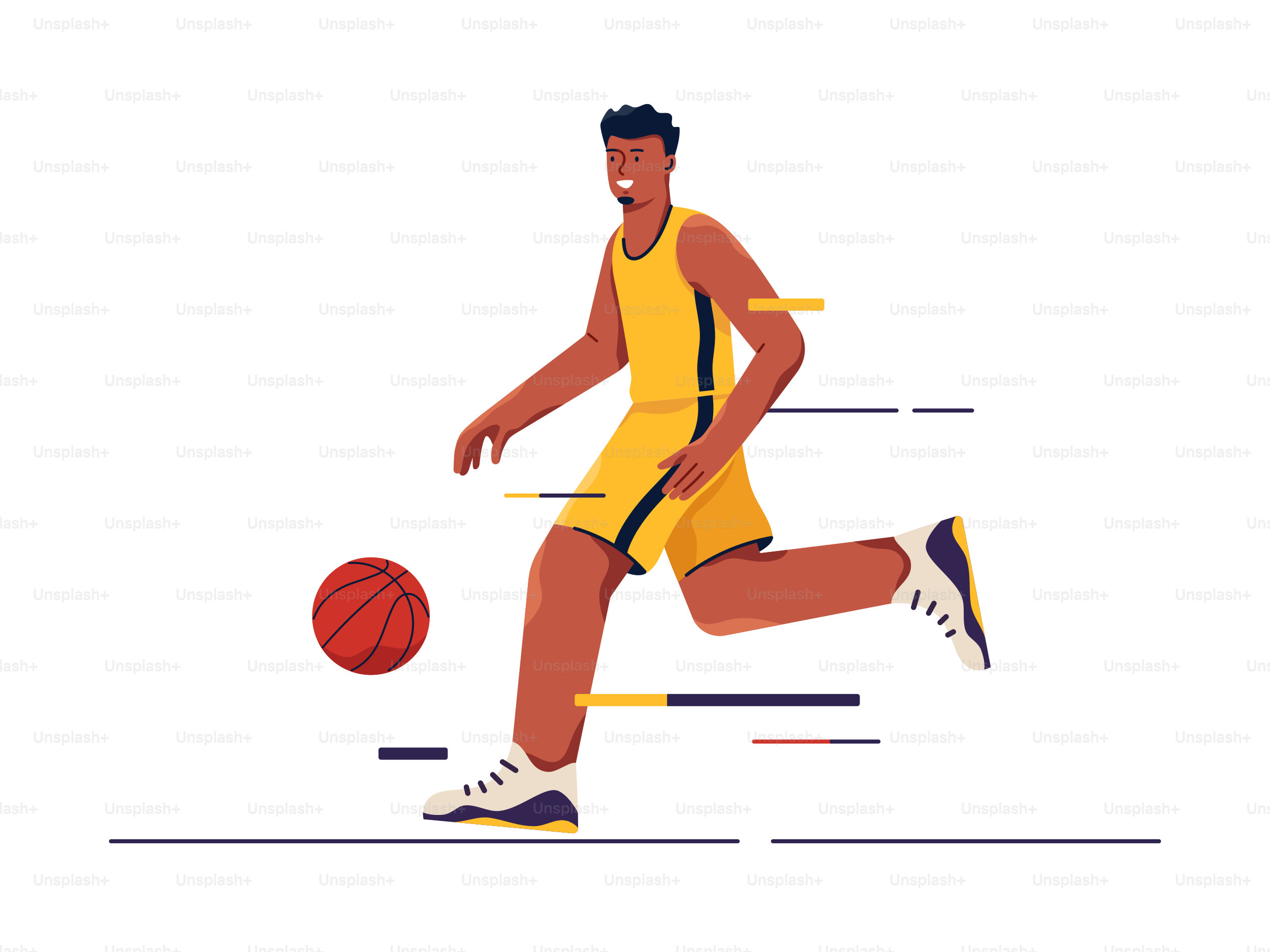 Vector illustration of a basketball player in motion.