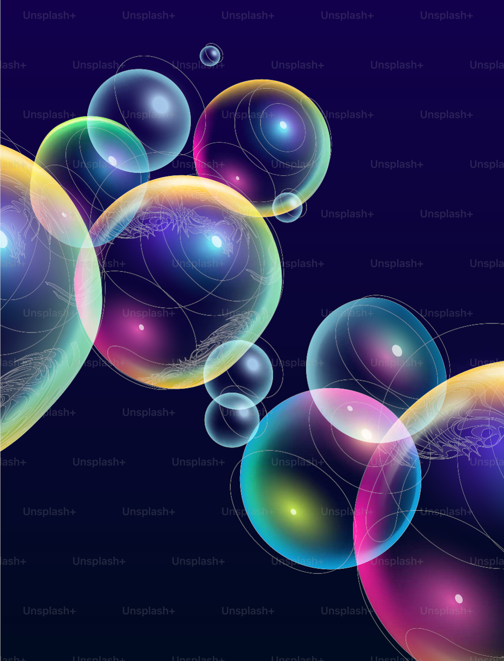 Creative colourful abstract rainbow bubbles background. Vector illustration.