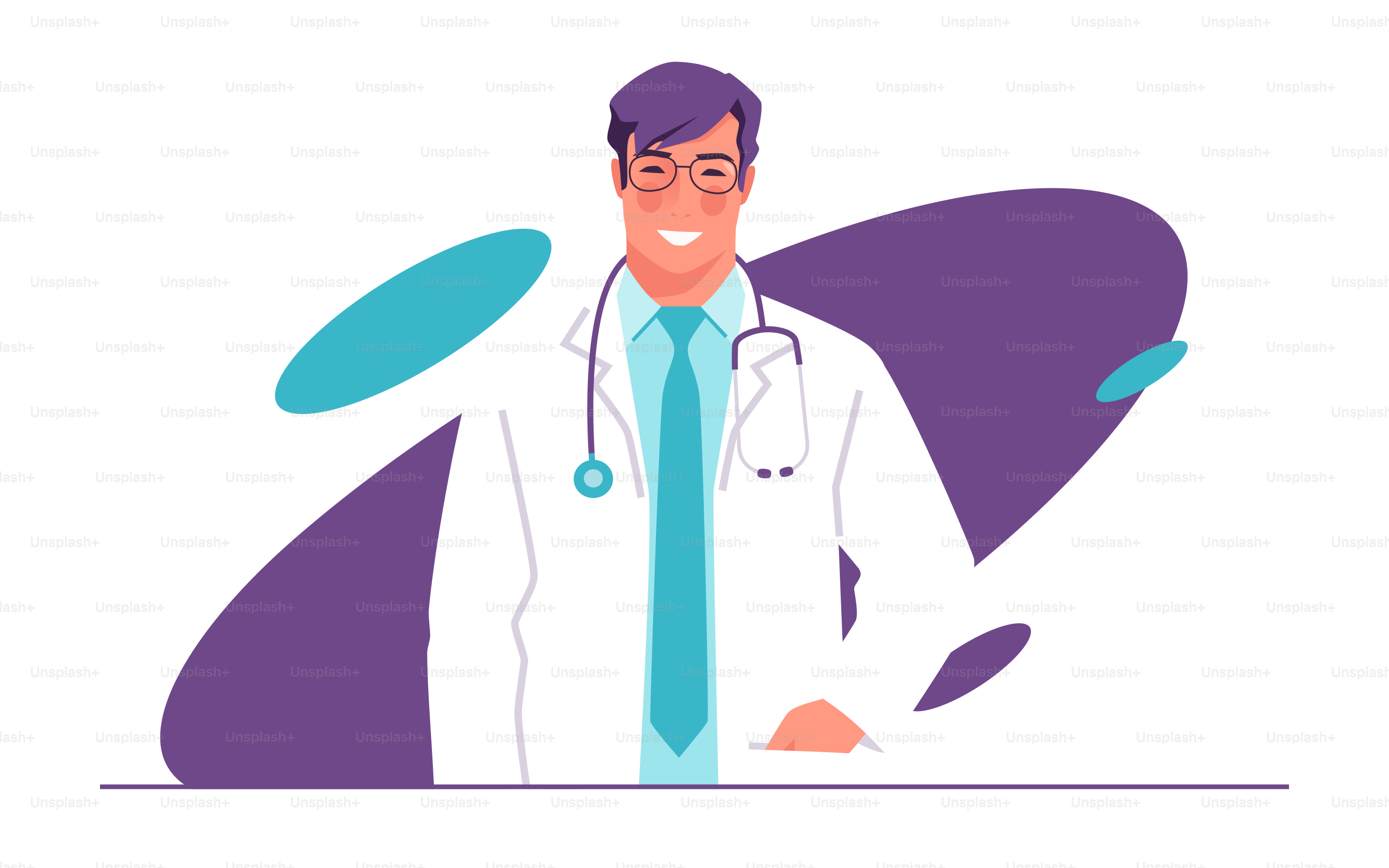 Vector illustration of a physician, doctor, therapist with stethoscope.