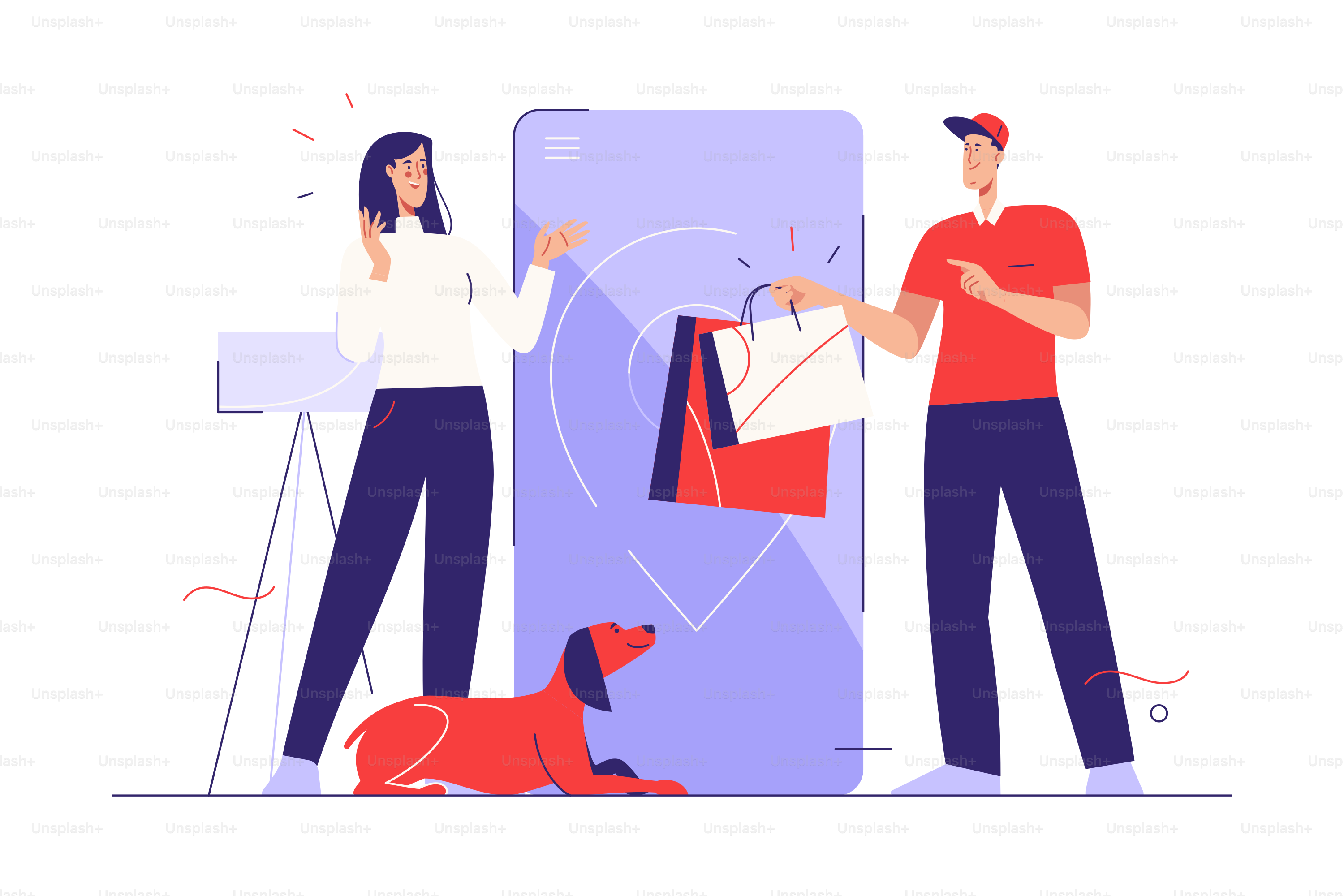 Vector illustration on the subject of online delivery service. Editable stroke.