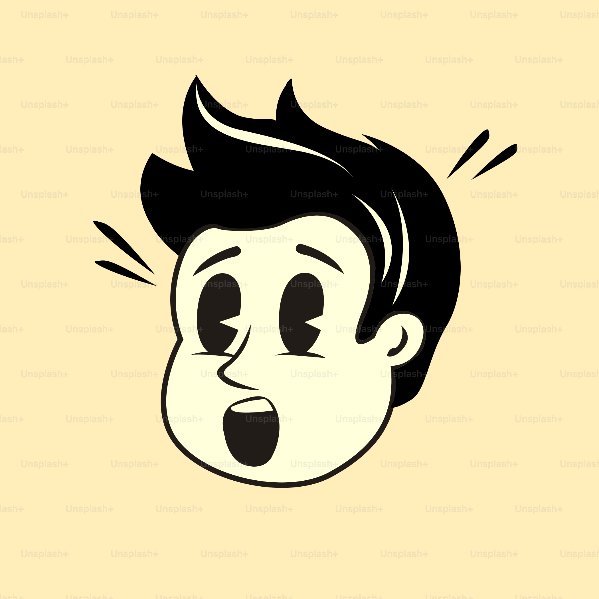 Eine schockiert aussehende, vintage männliche Cartoonfigur. Vektorillustration