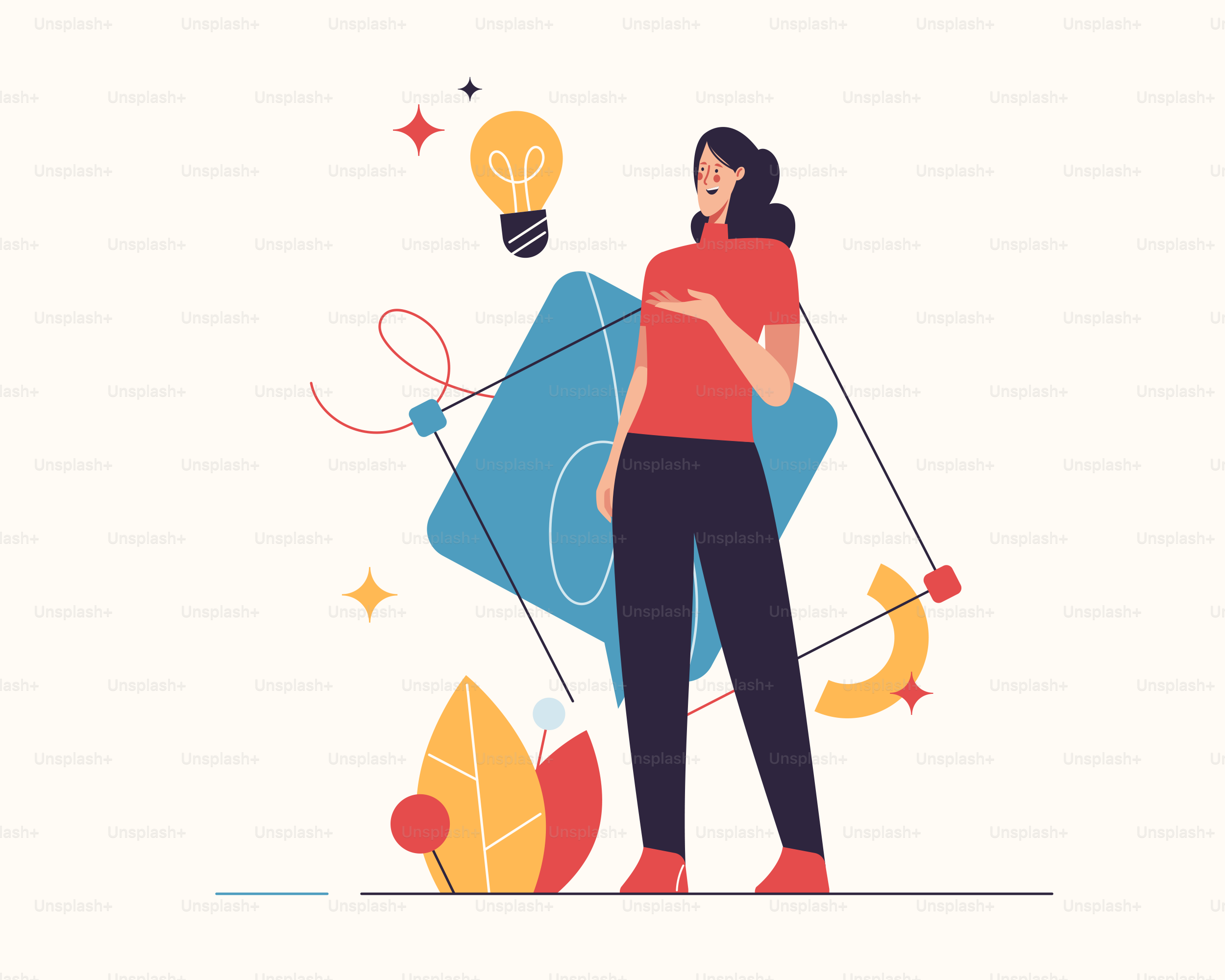 Vector illustration on the subject of creativity, generating innovative ideas, imagination and inspiration.