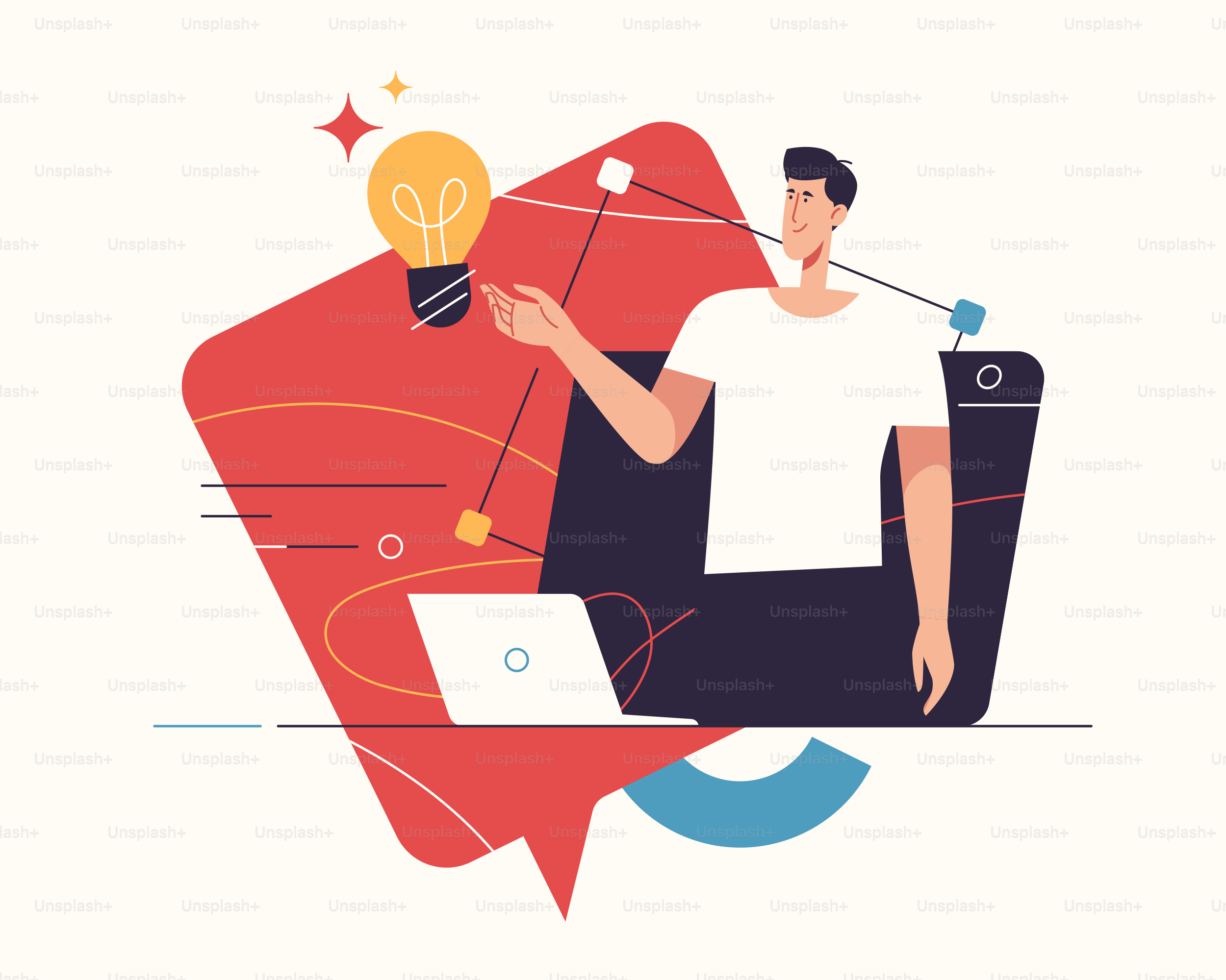 Vector illustration on the subject of creativity, generating innovative ideas, imagination and inspiration.