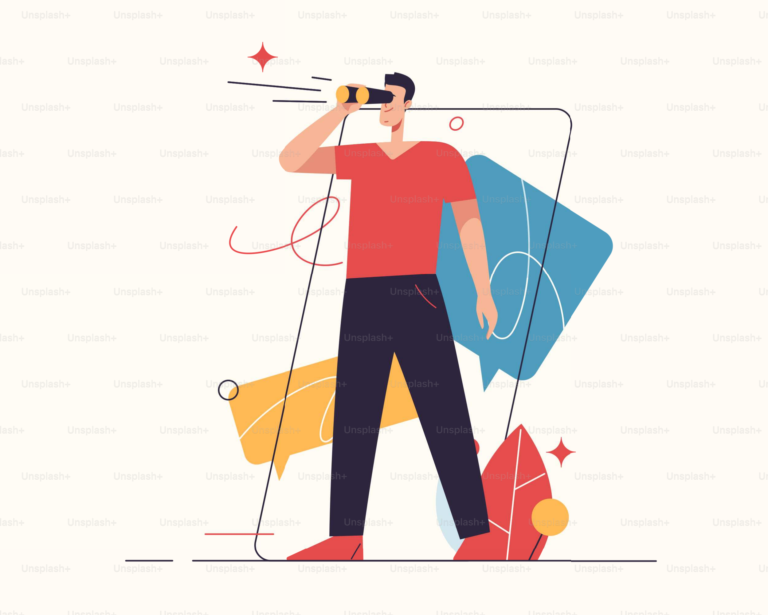Ilustración vectorial sobre el tema de la búsqueda de oportunidades futuras y nuevas ideas