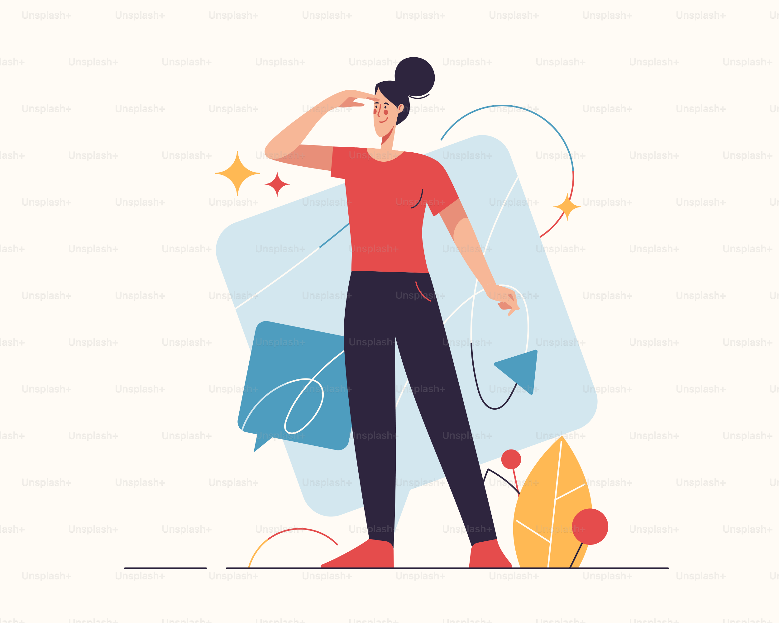 Vector illustration on the subject of searching of future opportunities and new ideas.