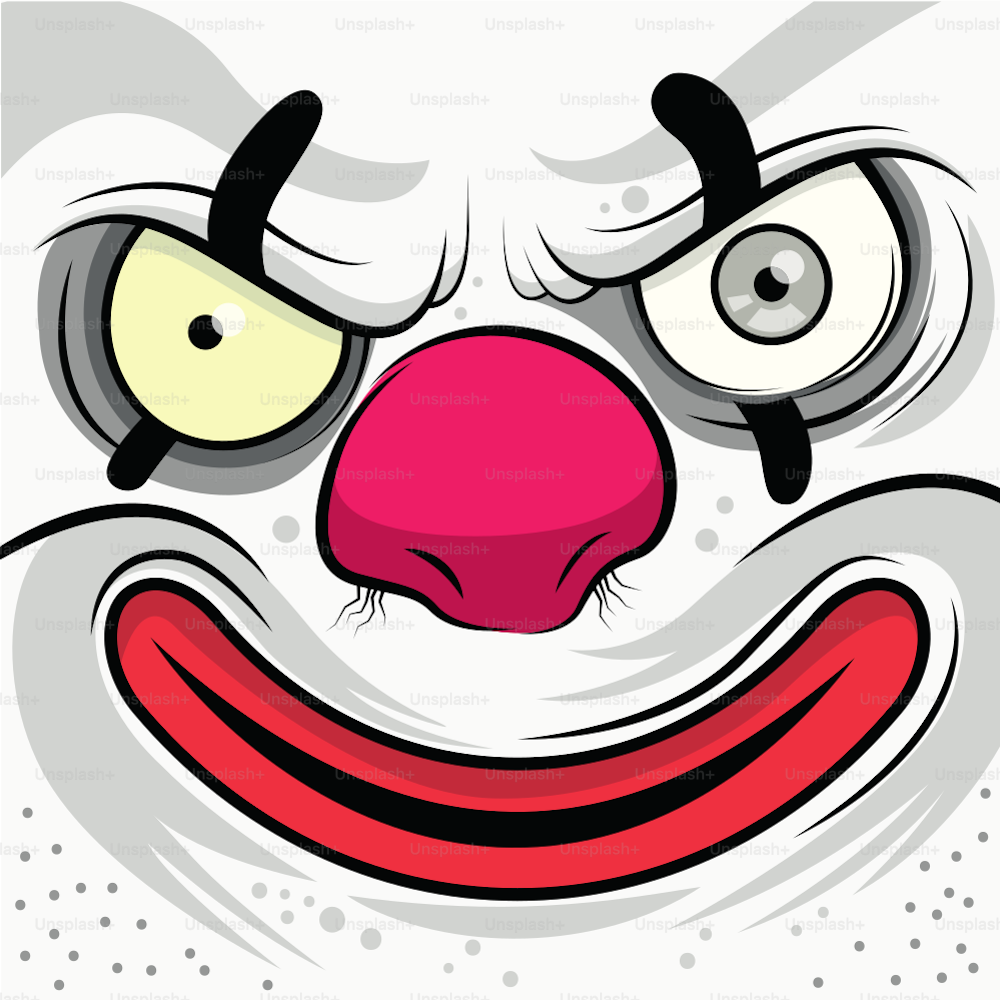 Square Faced Evil Clown - Vector illustration. EPS10 containing transparencies