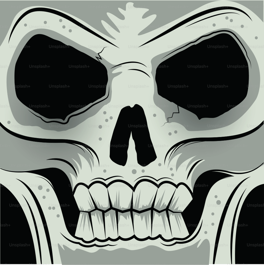Squared Faced Angry Skull - Vector illustration. EPS 10 file with transparencies