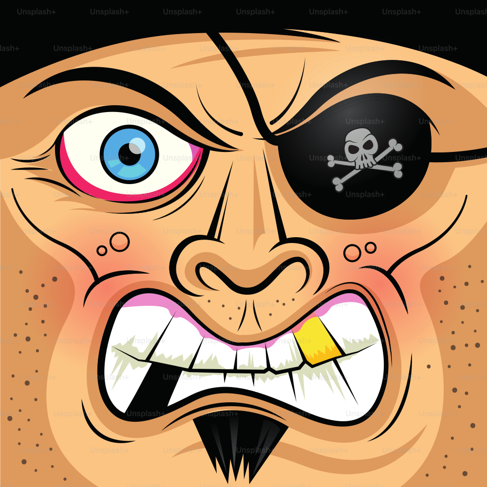 Square Faced Angry Pirate - Vector illustration.EPS 10 file with transparencies