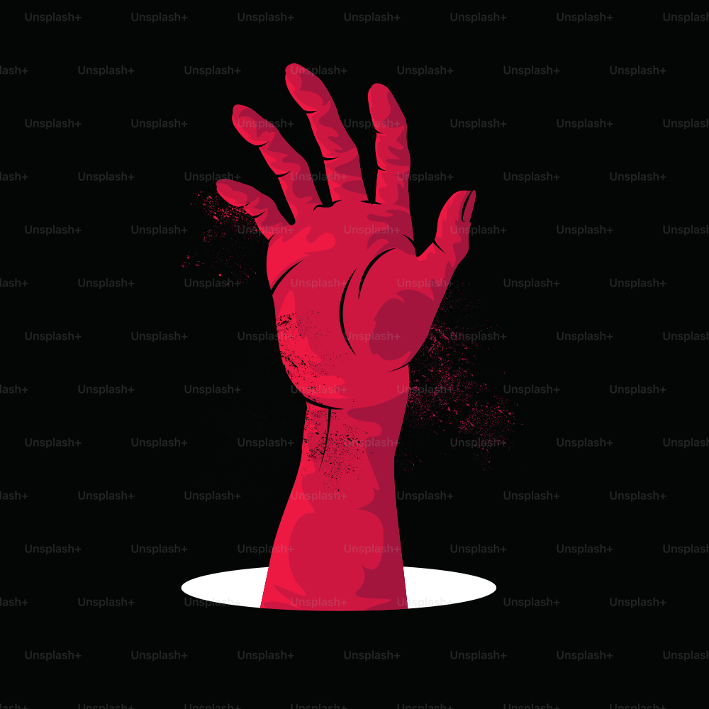Zombie Hand Rising. A zombie hand rising up from a hole in the ground. Vector illustration.