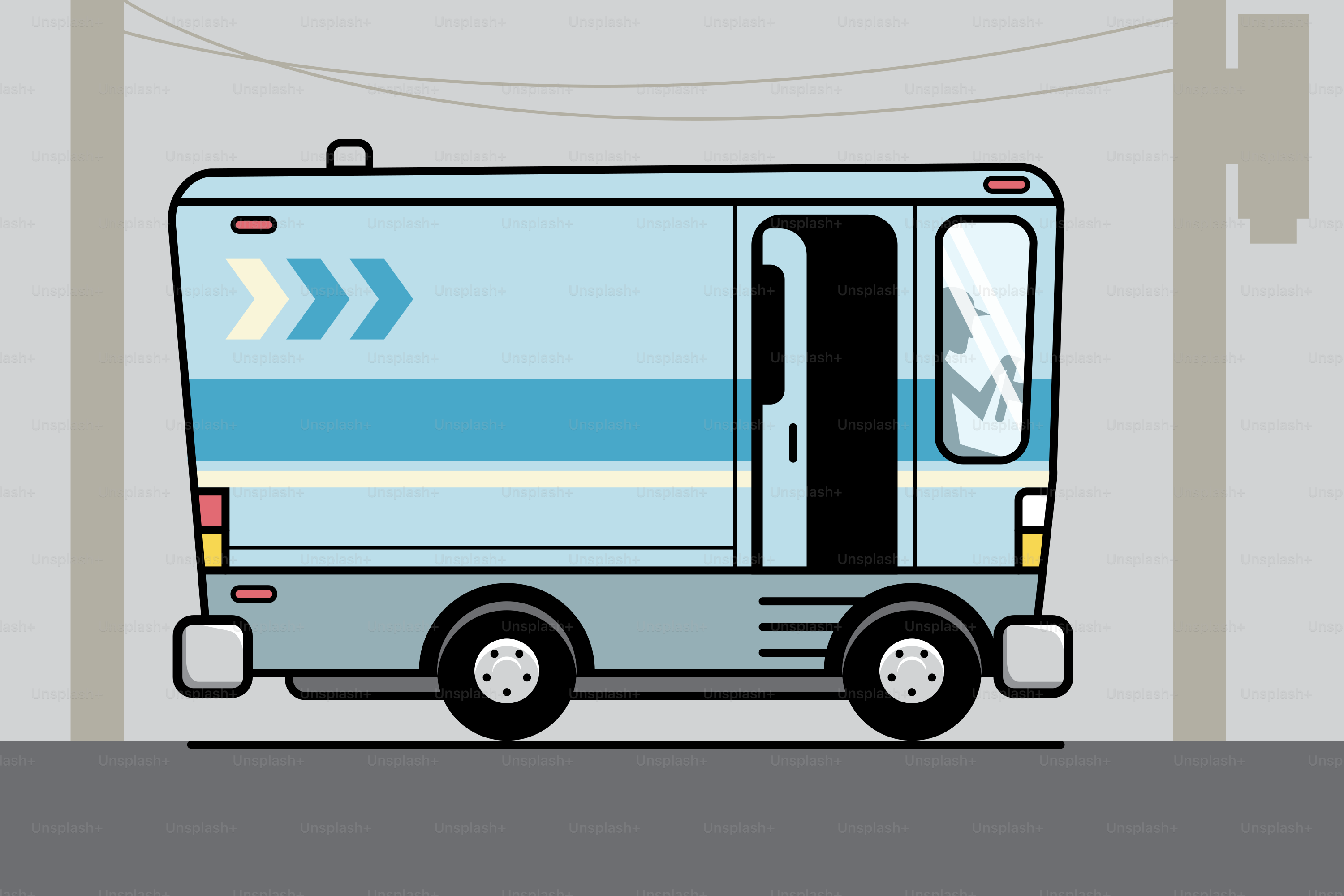 Un camion de livraison bleu clair avec la porte ouverte.