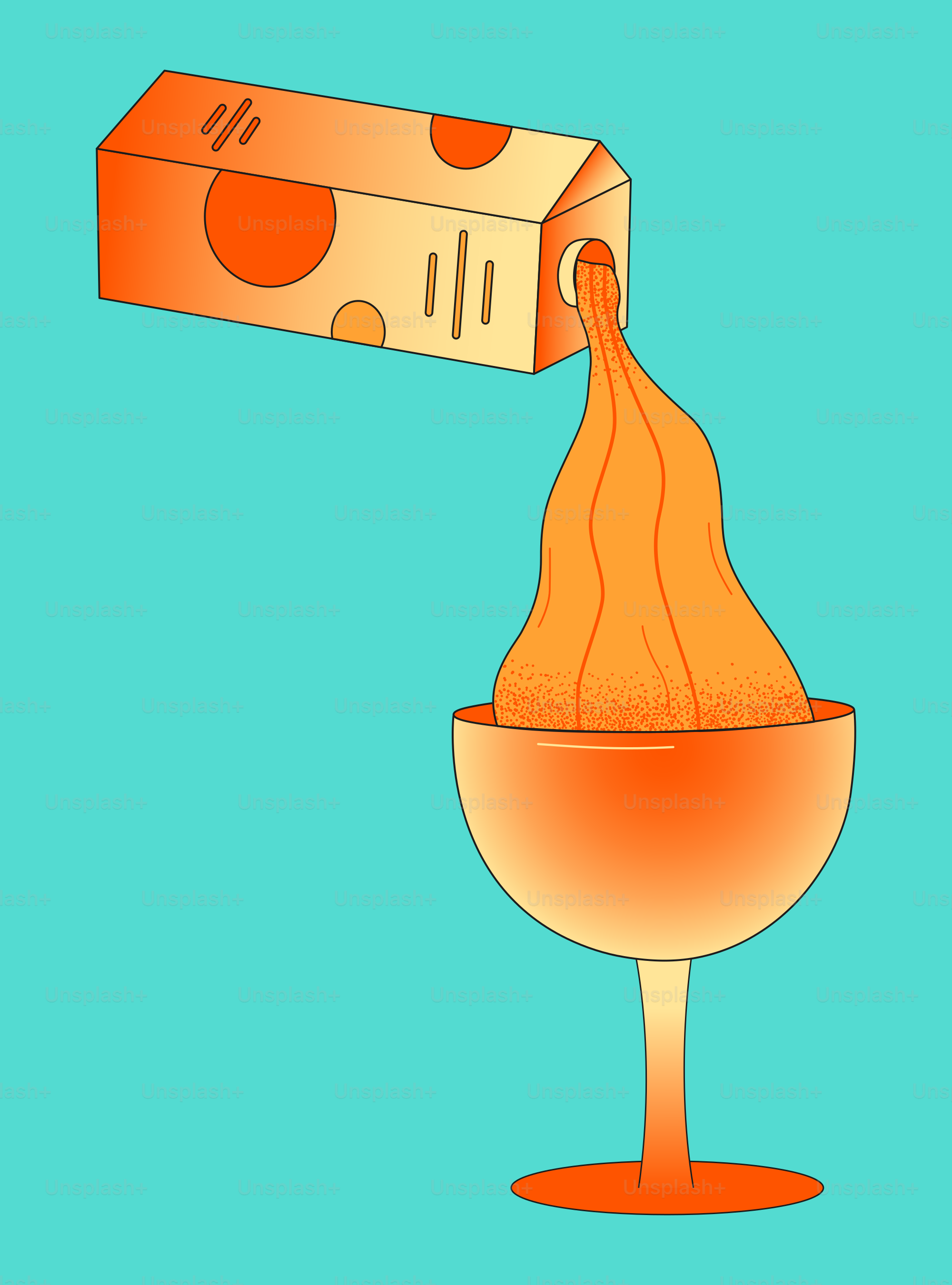 a cartoon of a bowl of food being poured into a box