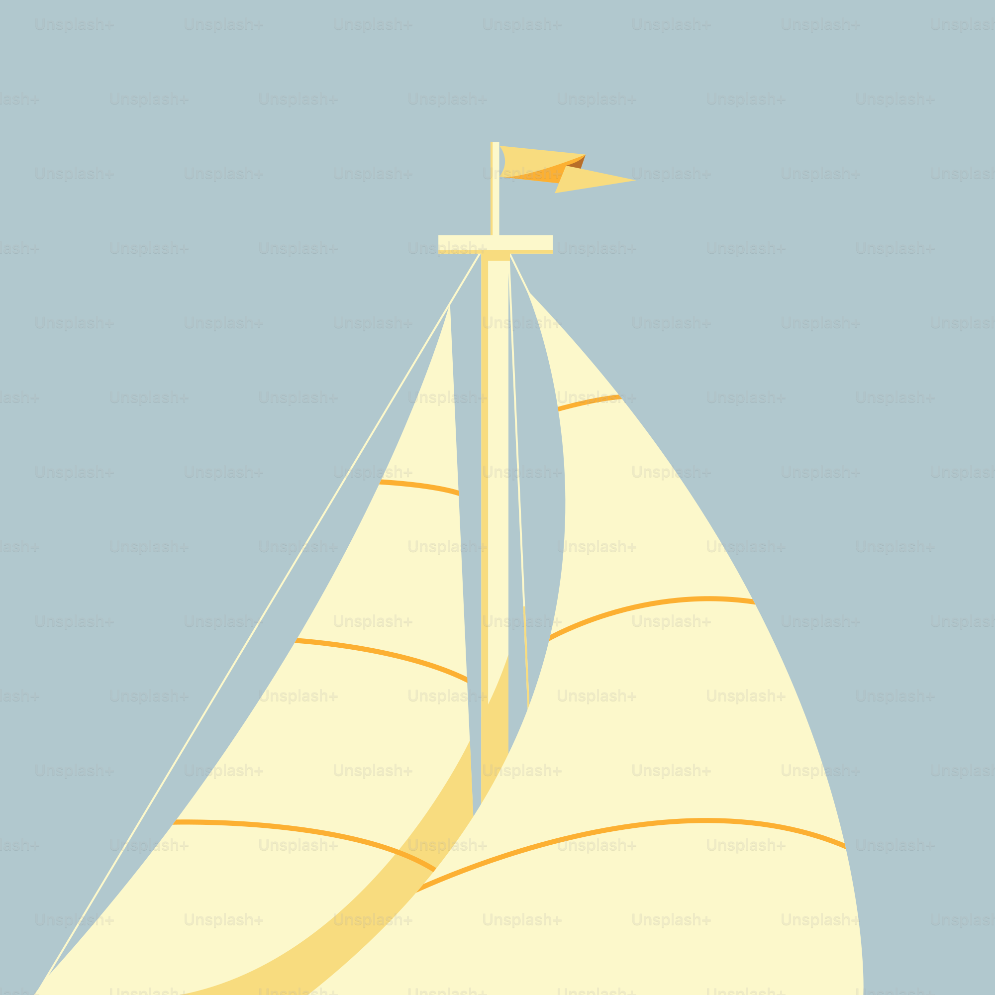 Sailboat with white sails against a blue sky