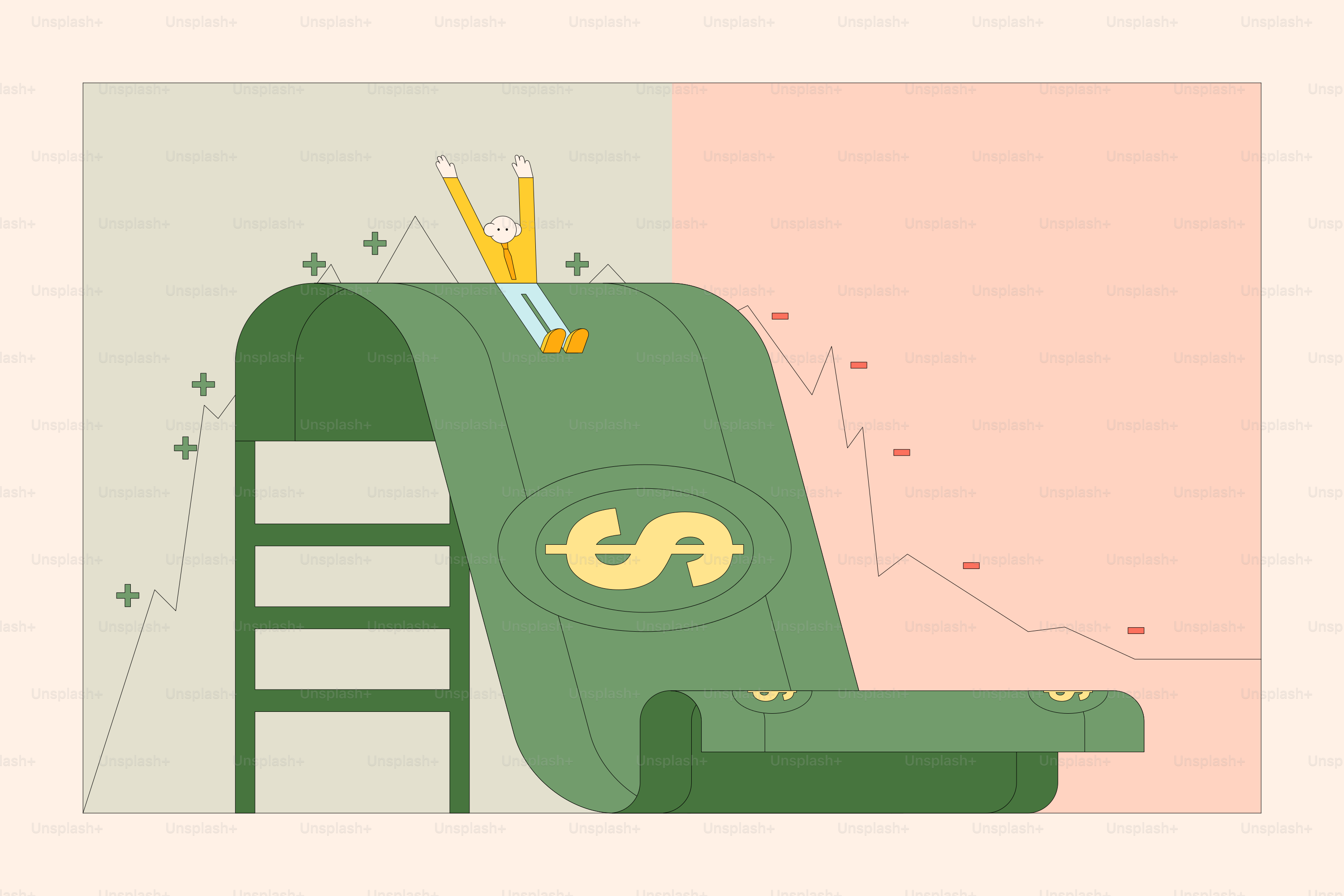 Ein grüner Stuhl mit einem Dollarzeichen darauf.