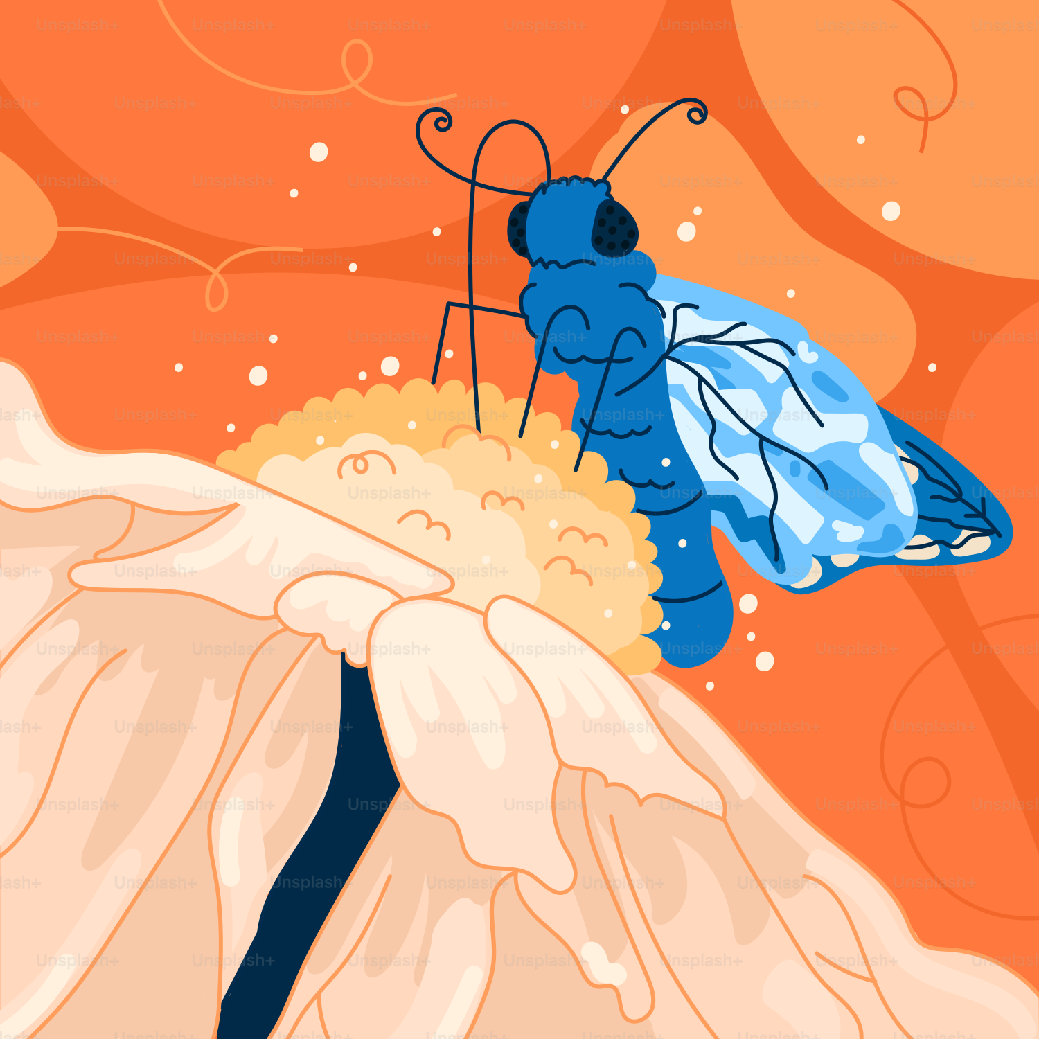 A blue butterfly rests on a white flower.