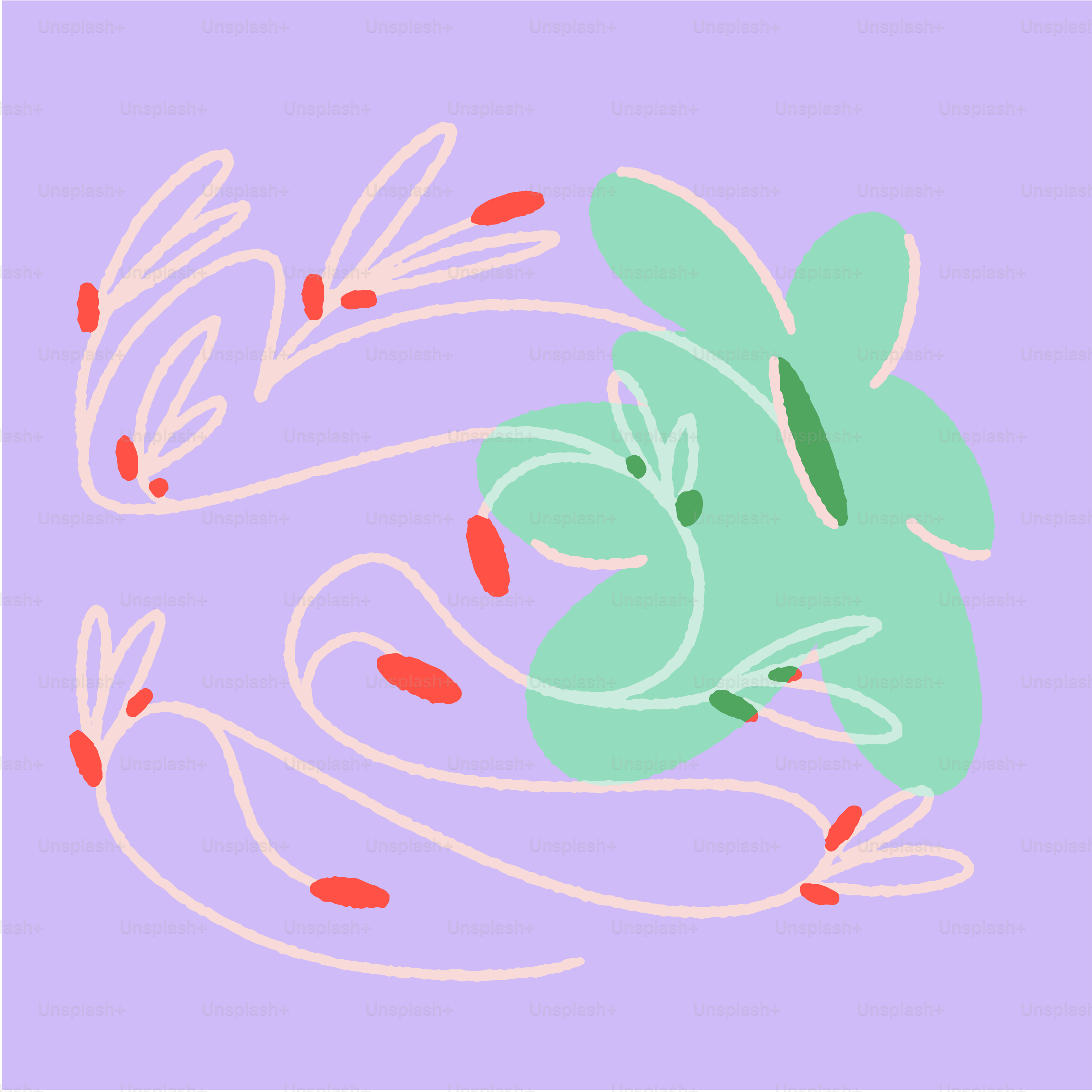 Abstract floral design with pastel colors on purple background