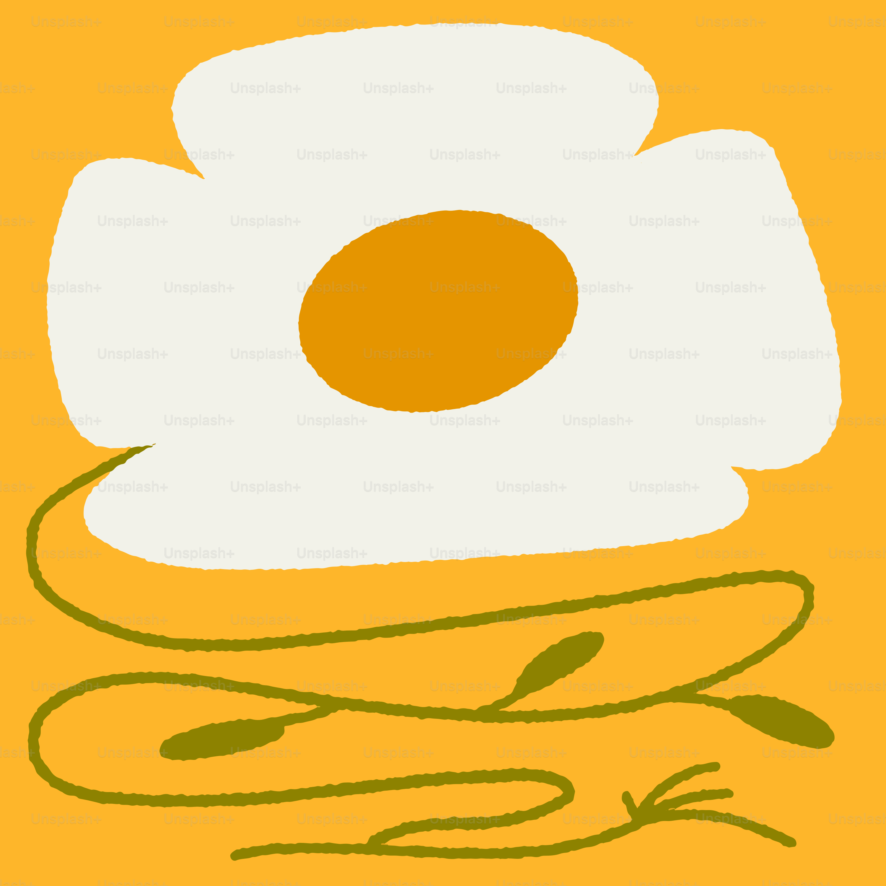 A stylized flower with vines on yellow background.