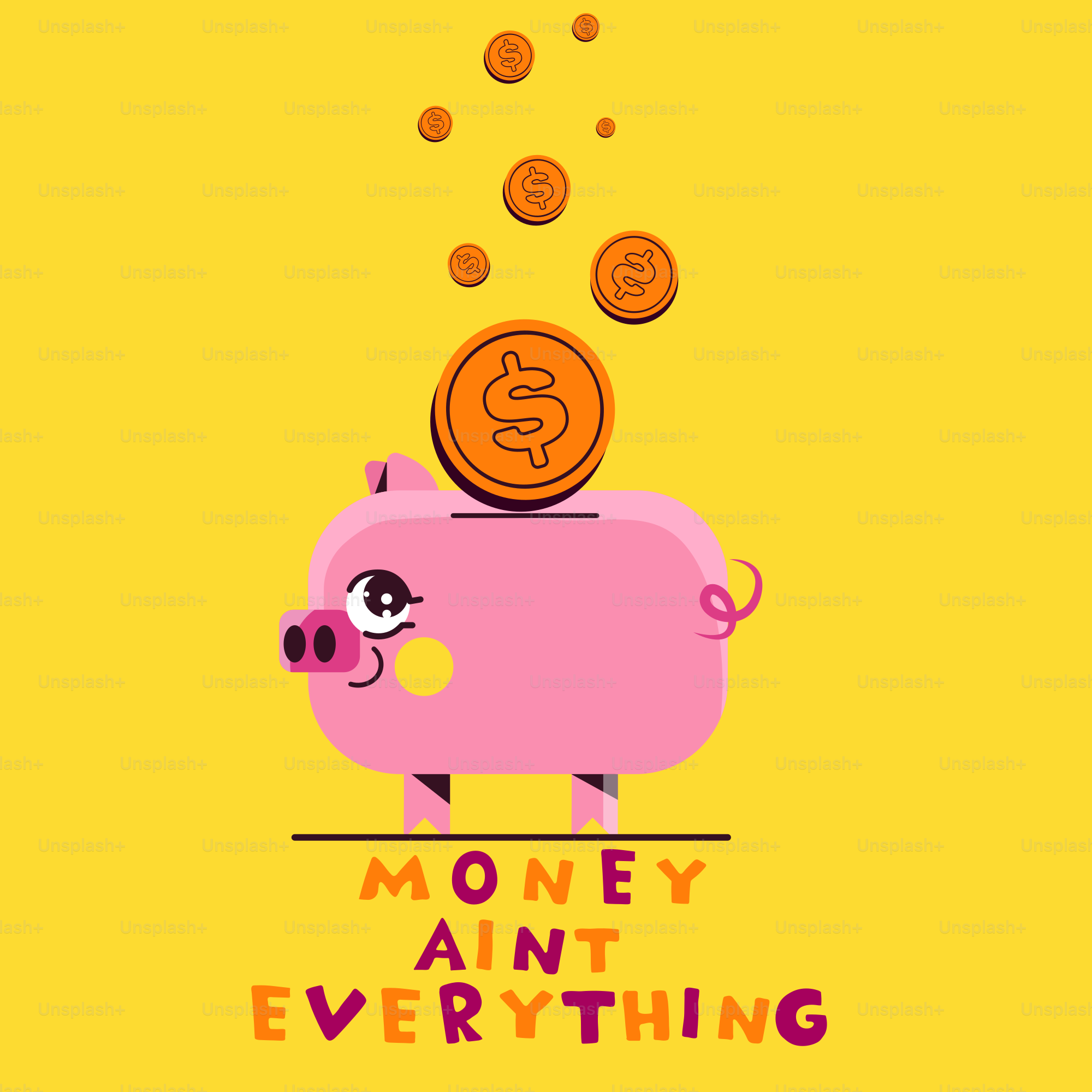 Una hucha rosa con monedas cayendo dentro.