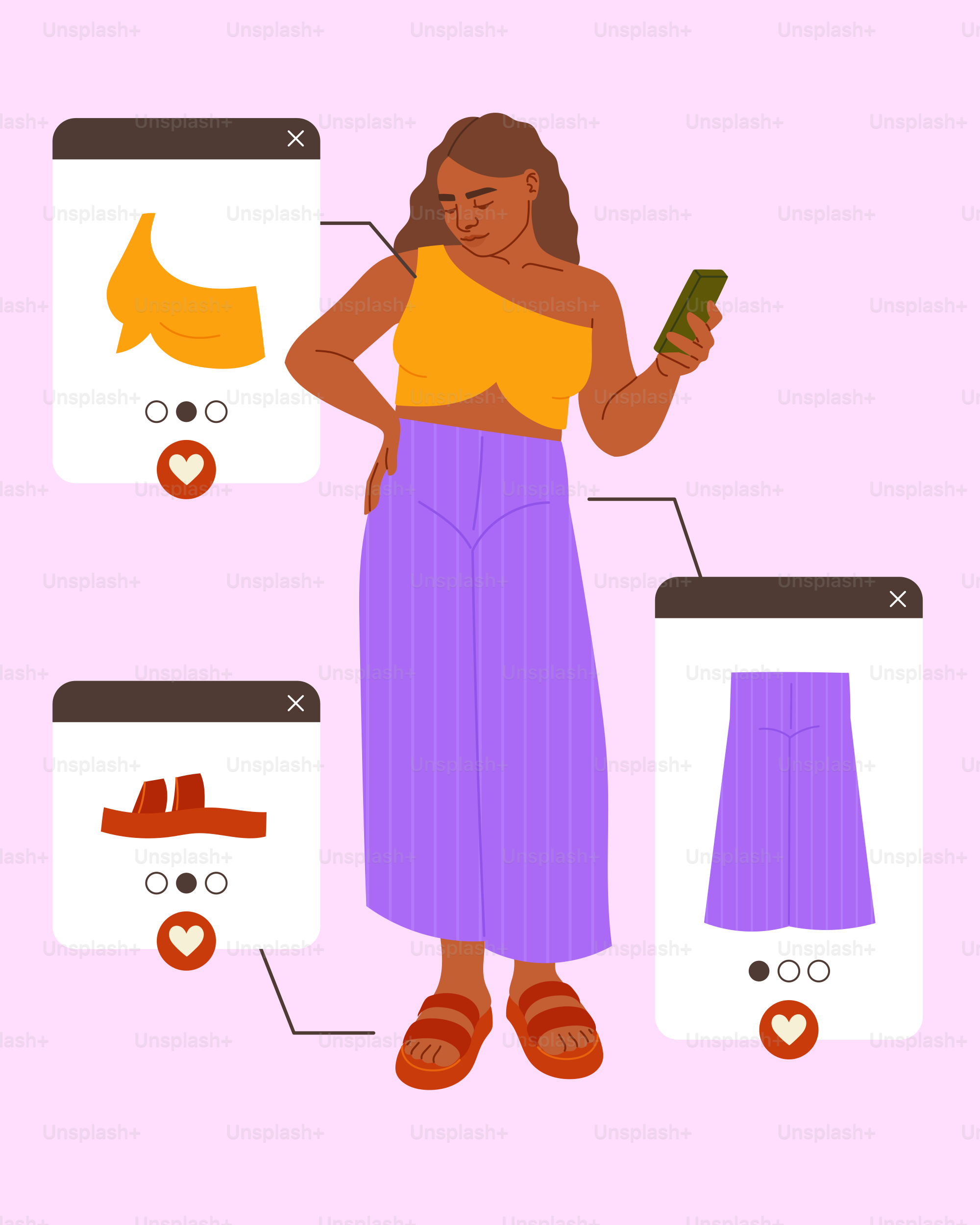 Woman shopping for clothes online using phone.