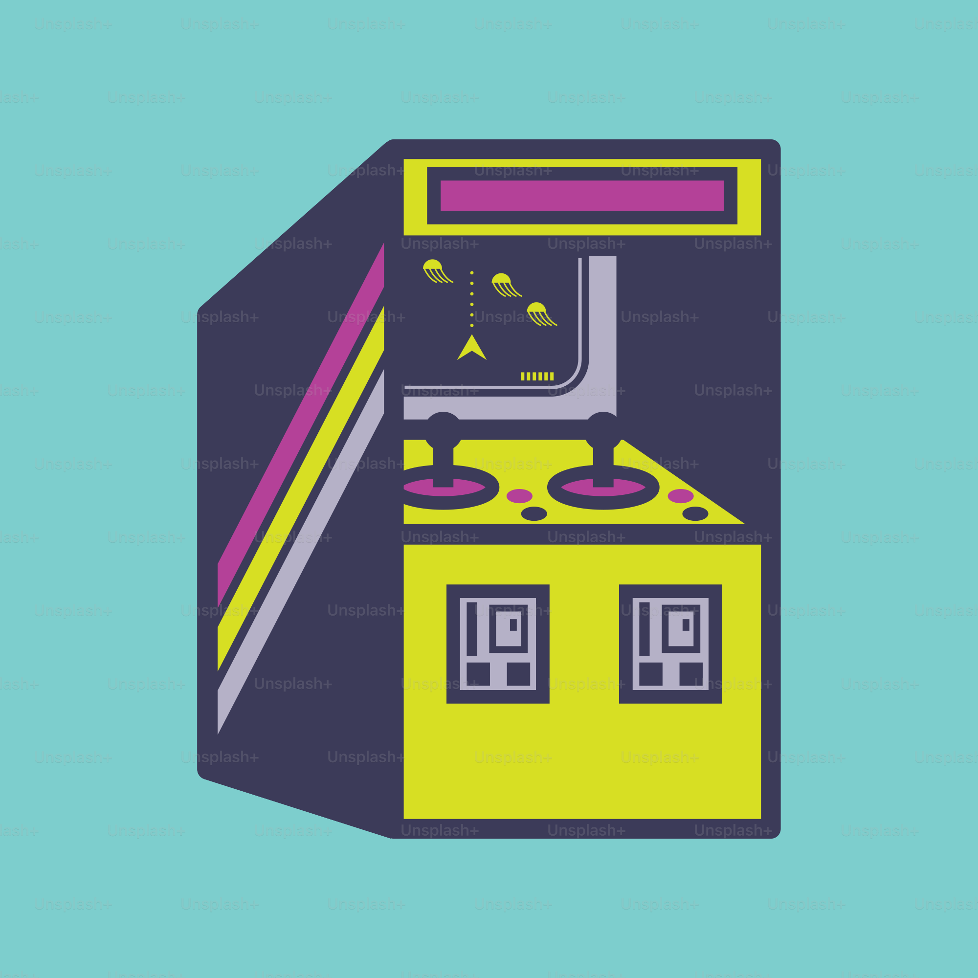 Retro arcade game machine with joystick controls