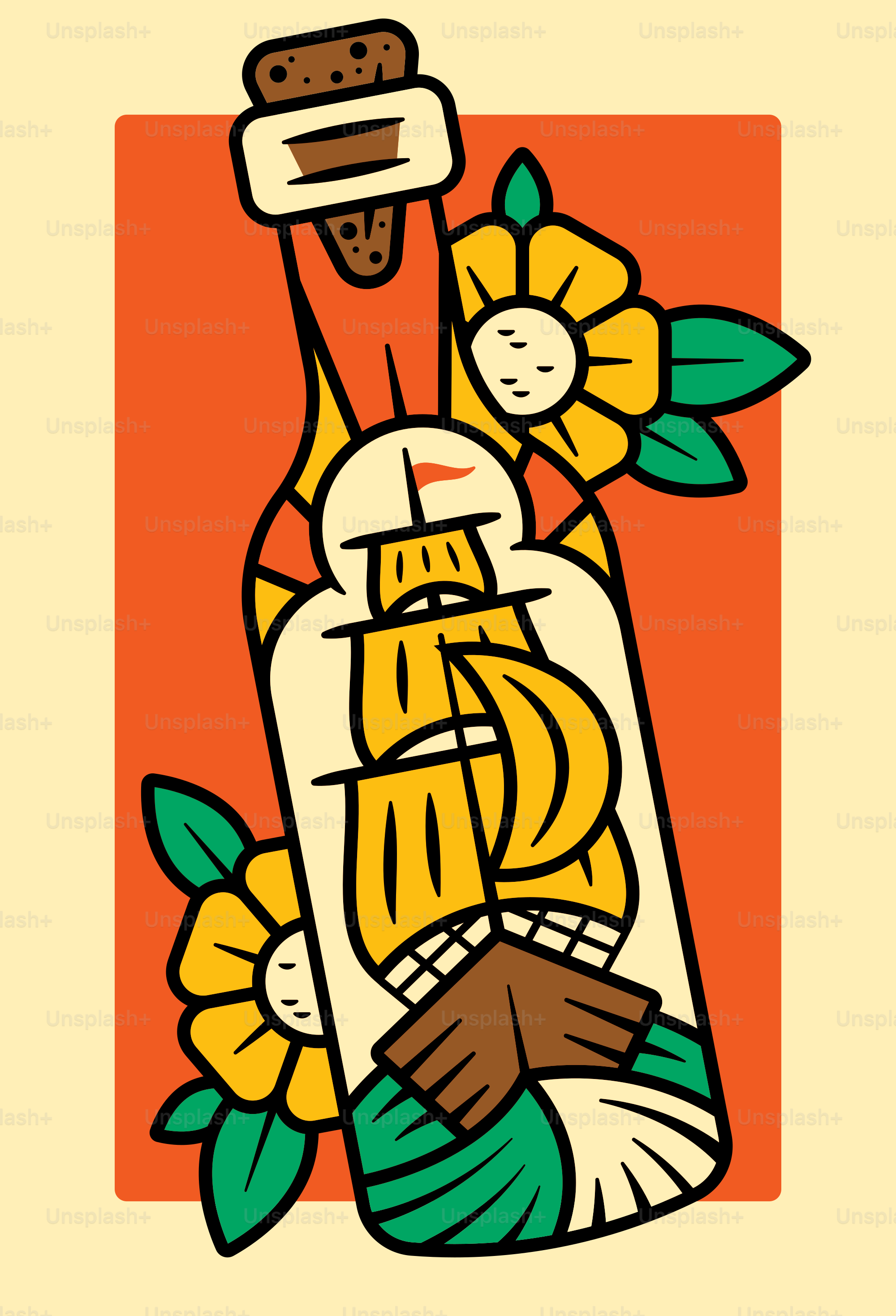 a painting of a bottle with flowers on it