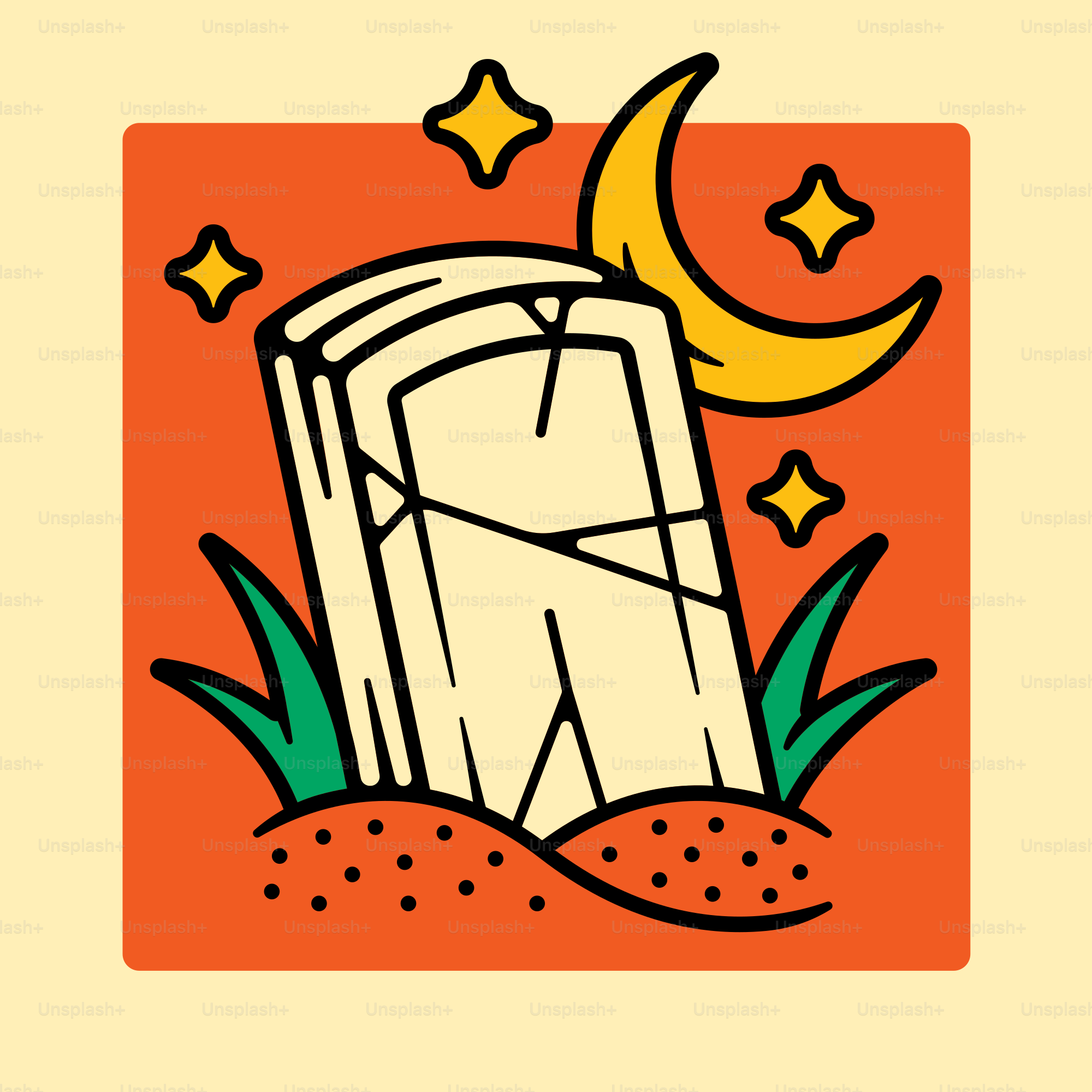 a drawing of a white object with a crescent on top of it