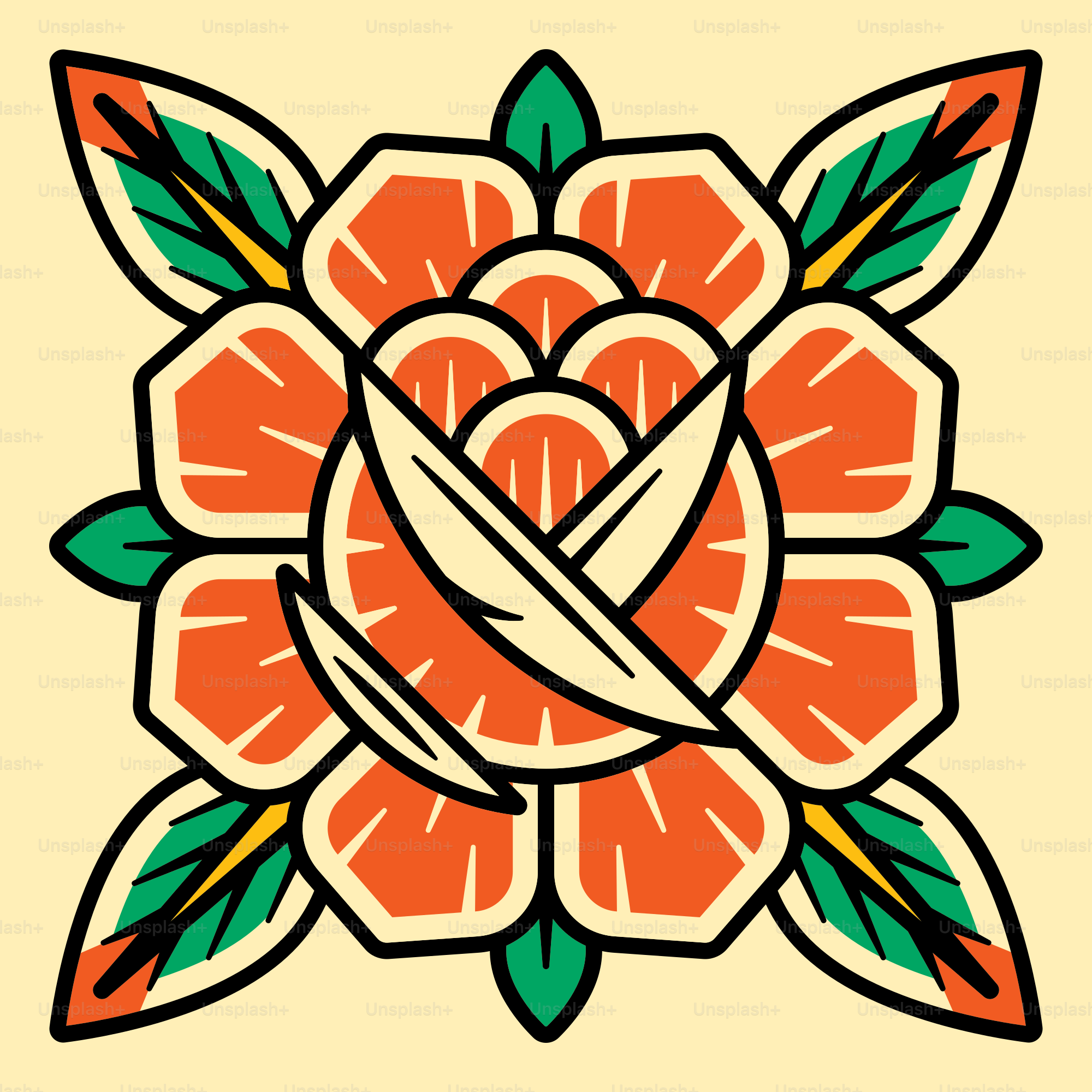 an orange flower with a pair of scissors in it