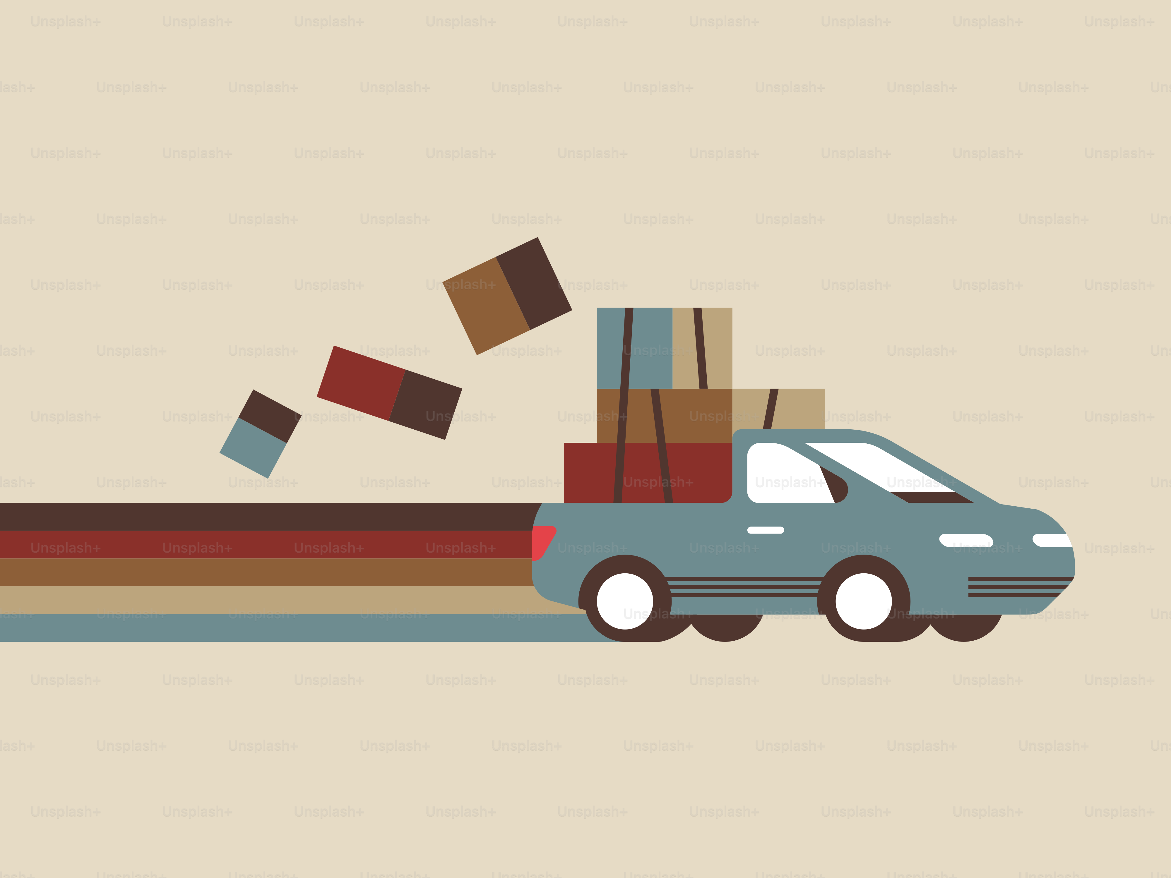 une voiture bleue avec des boîtes sur le dessus