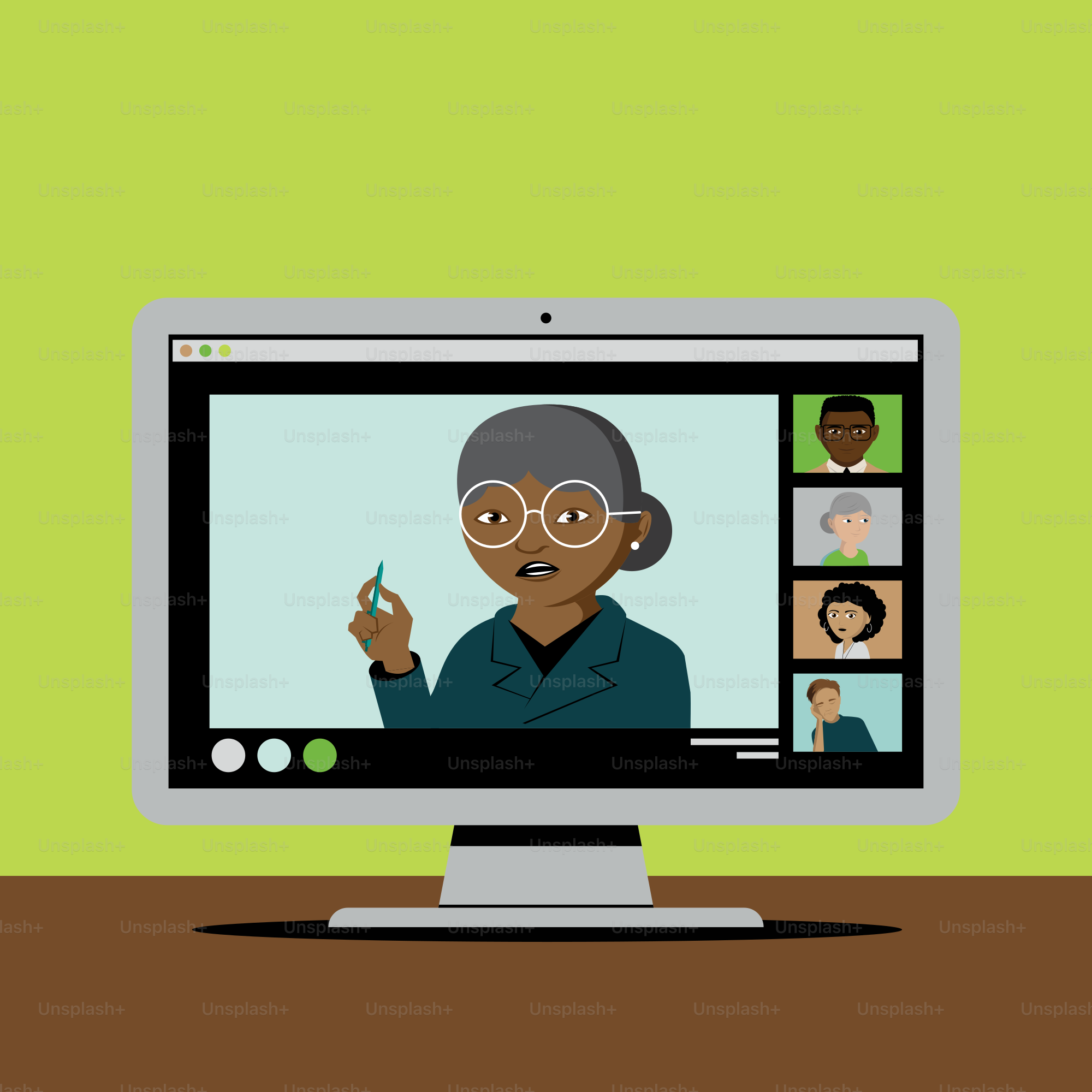 Online class with teacher and students on screen.