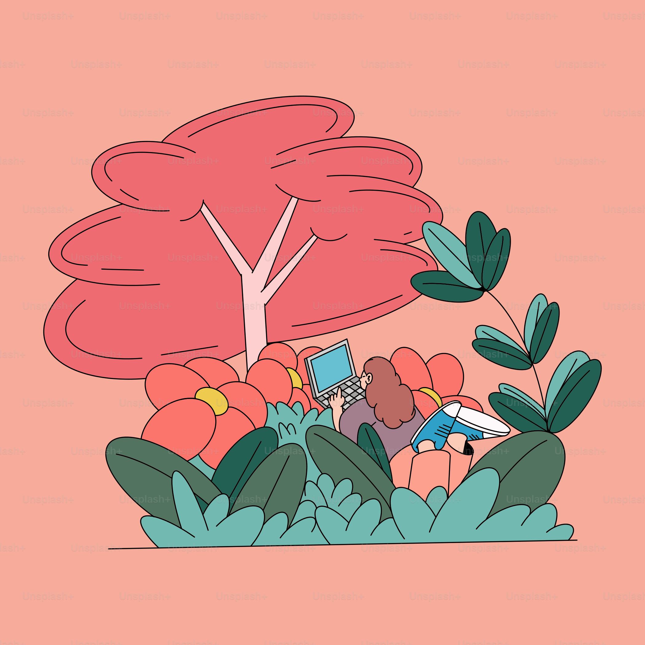 a plant with a tree in the background