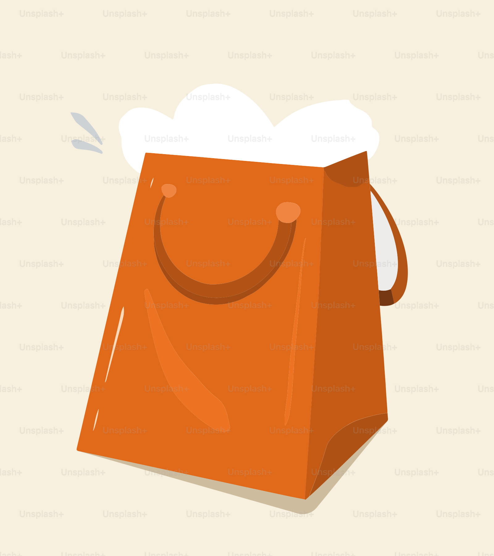 an orange shopping bag with a smile on it