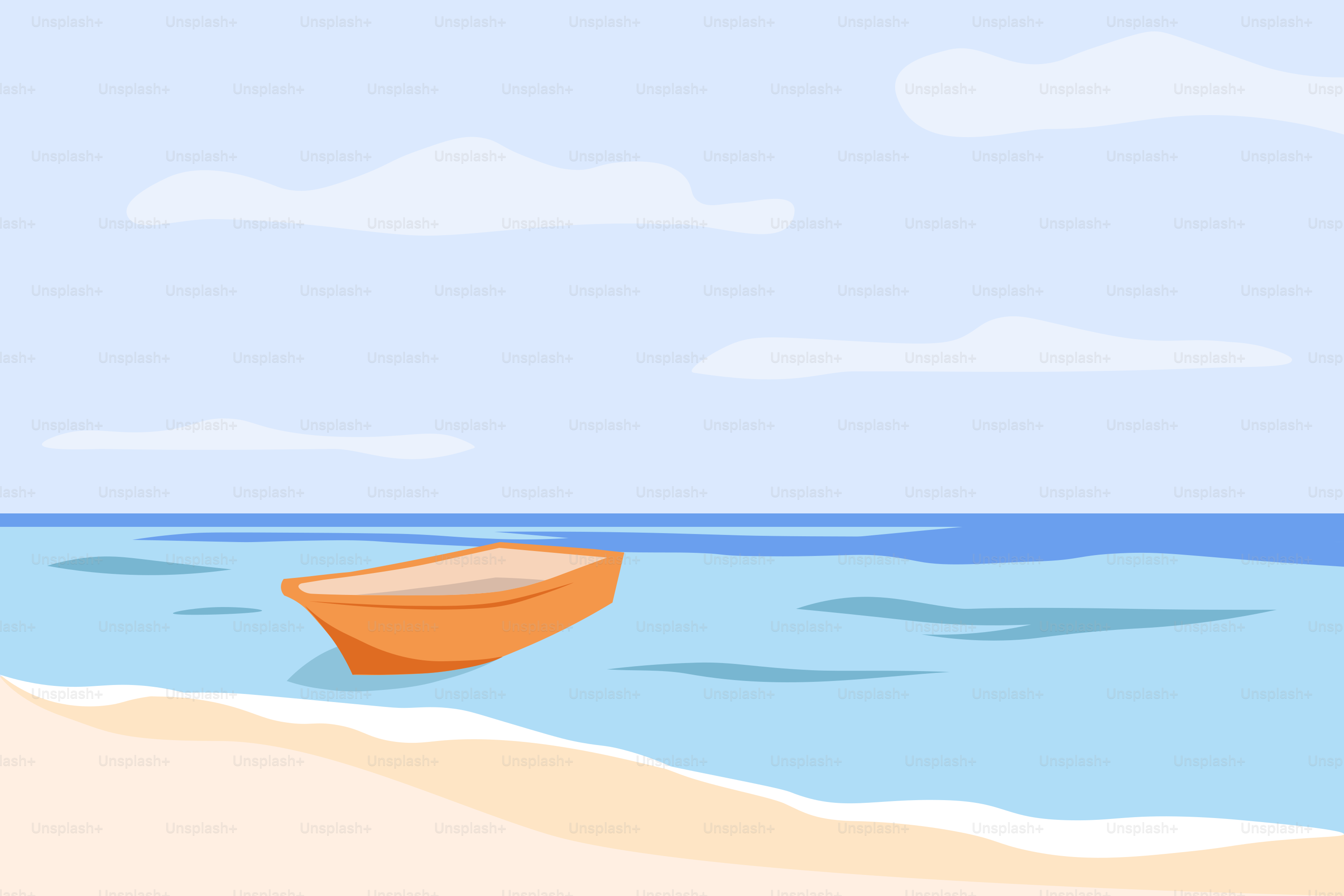 un bateau flottant sur une plage de sable