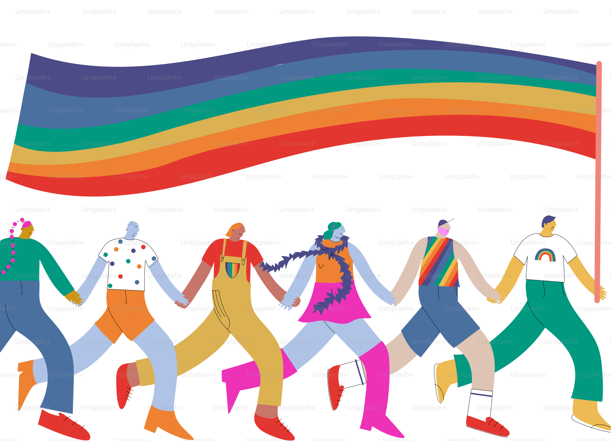 a group of people holding a rainbow flag