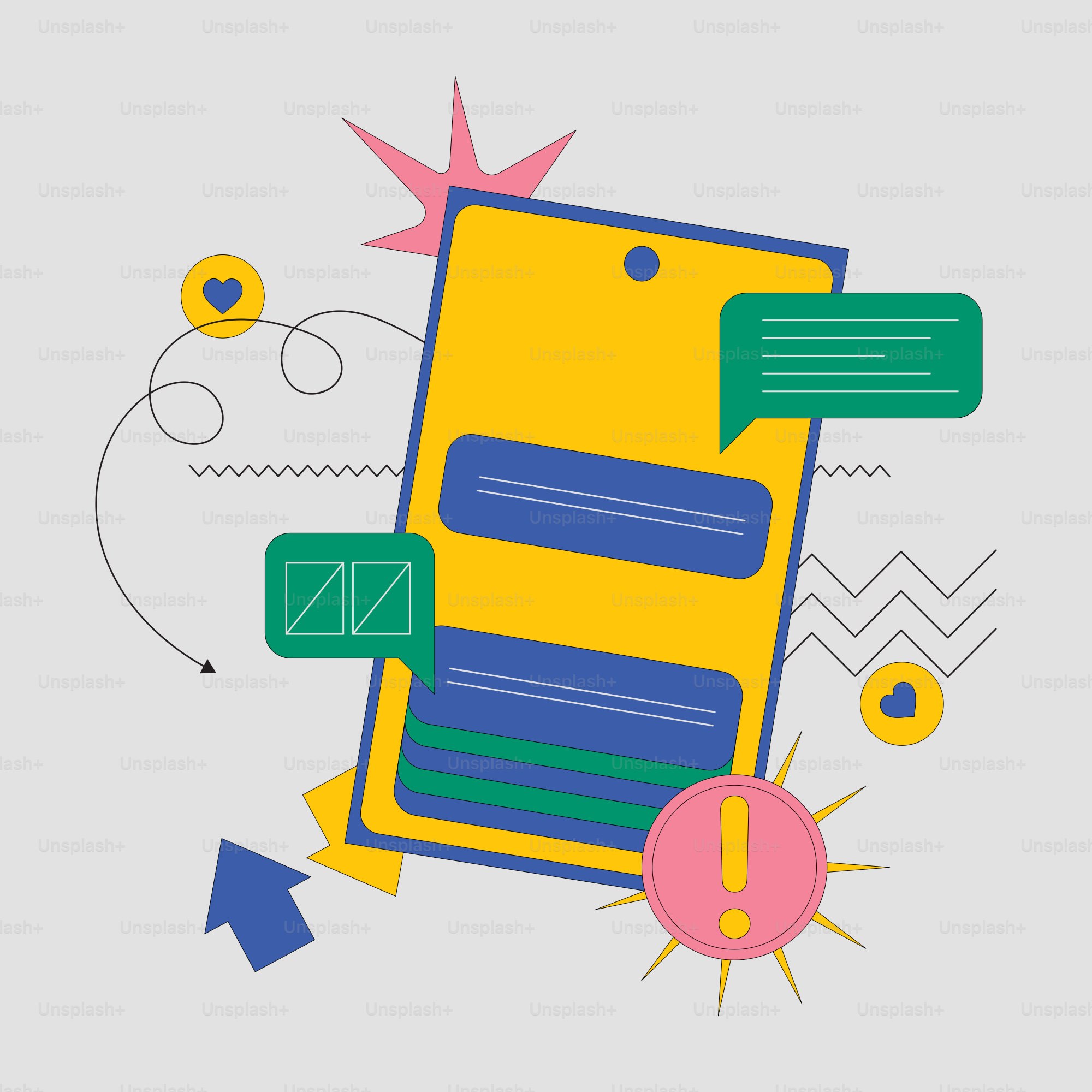 an illustration of a cell phone surrounded by arrows