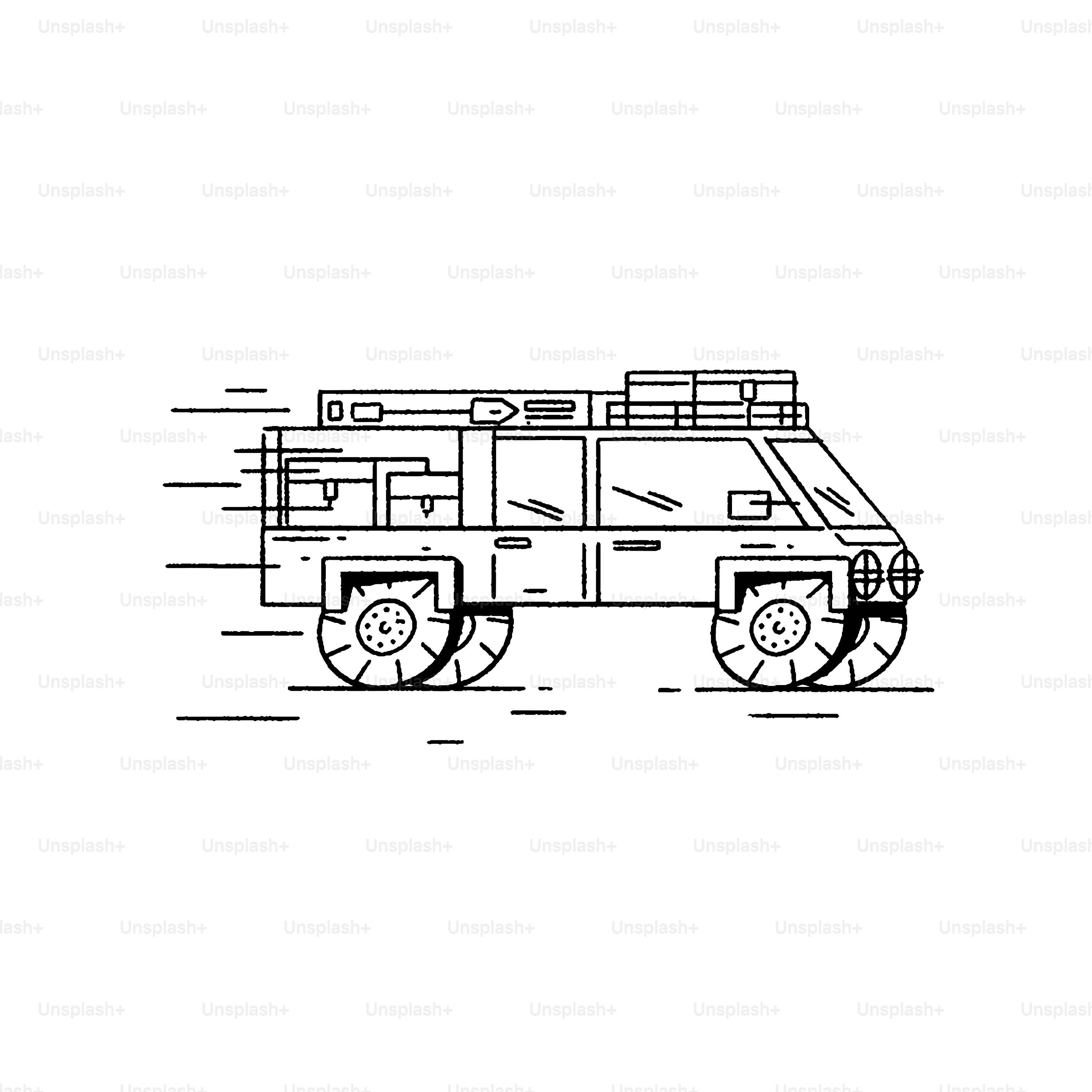 a black and white drawing of a fire truck