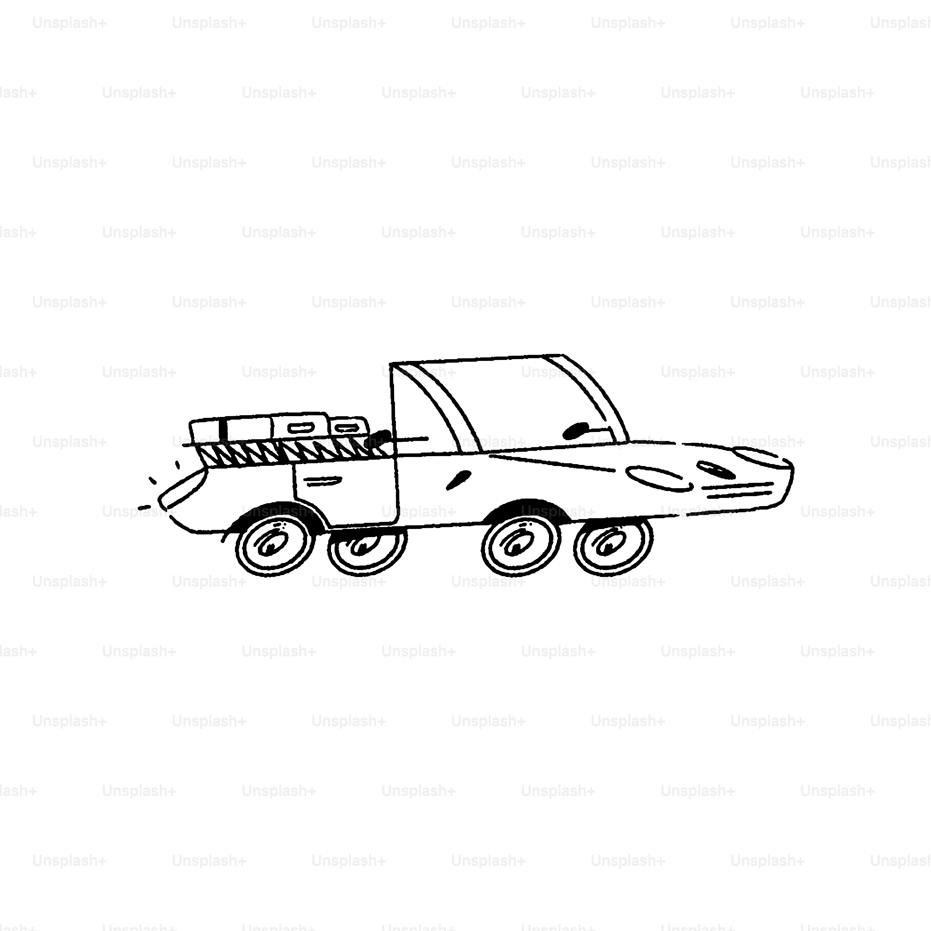 a black and white drawing of a truck