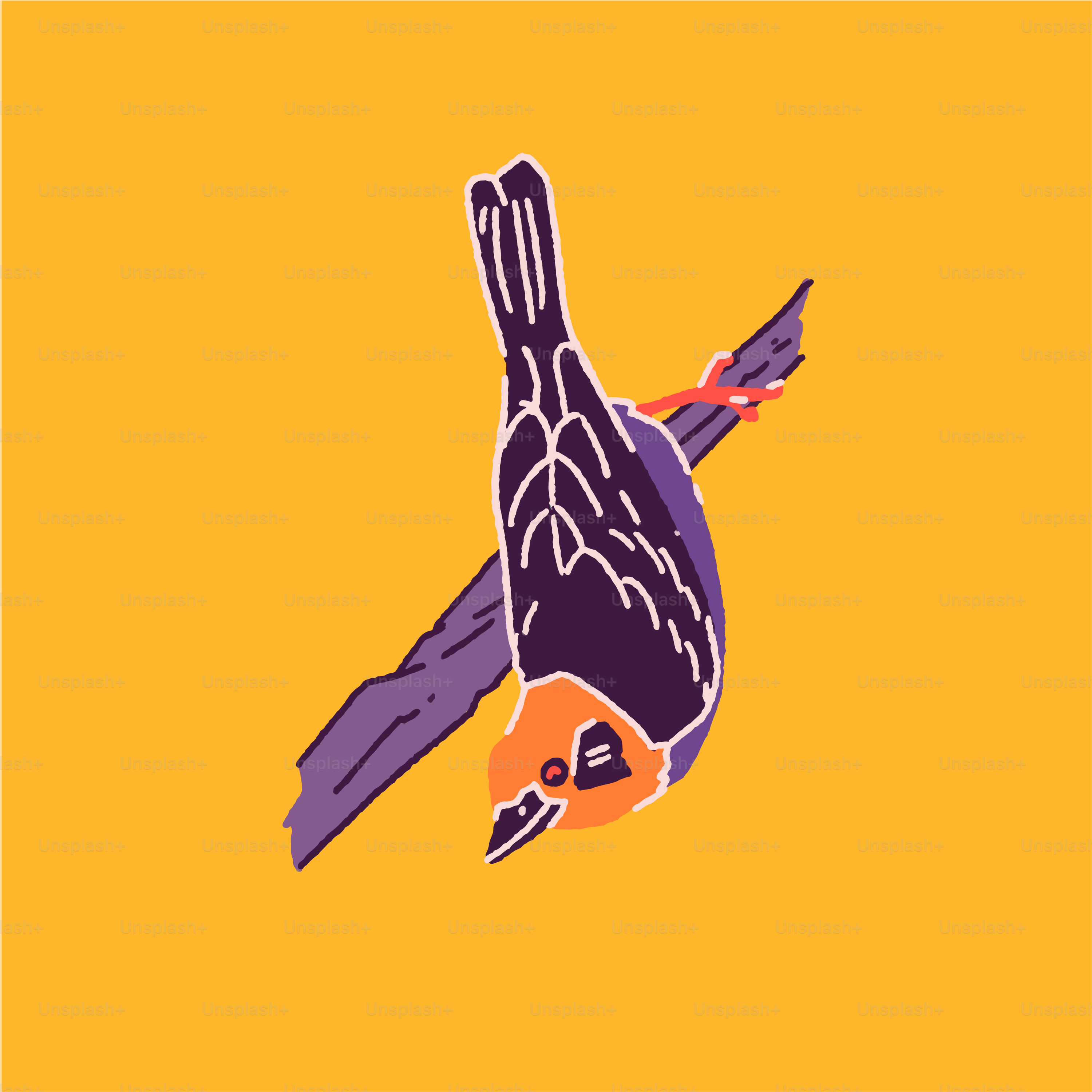 a colorful bird sitting on top of a yellow background
