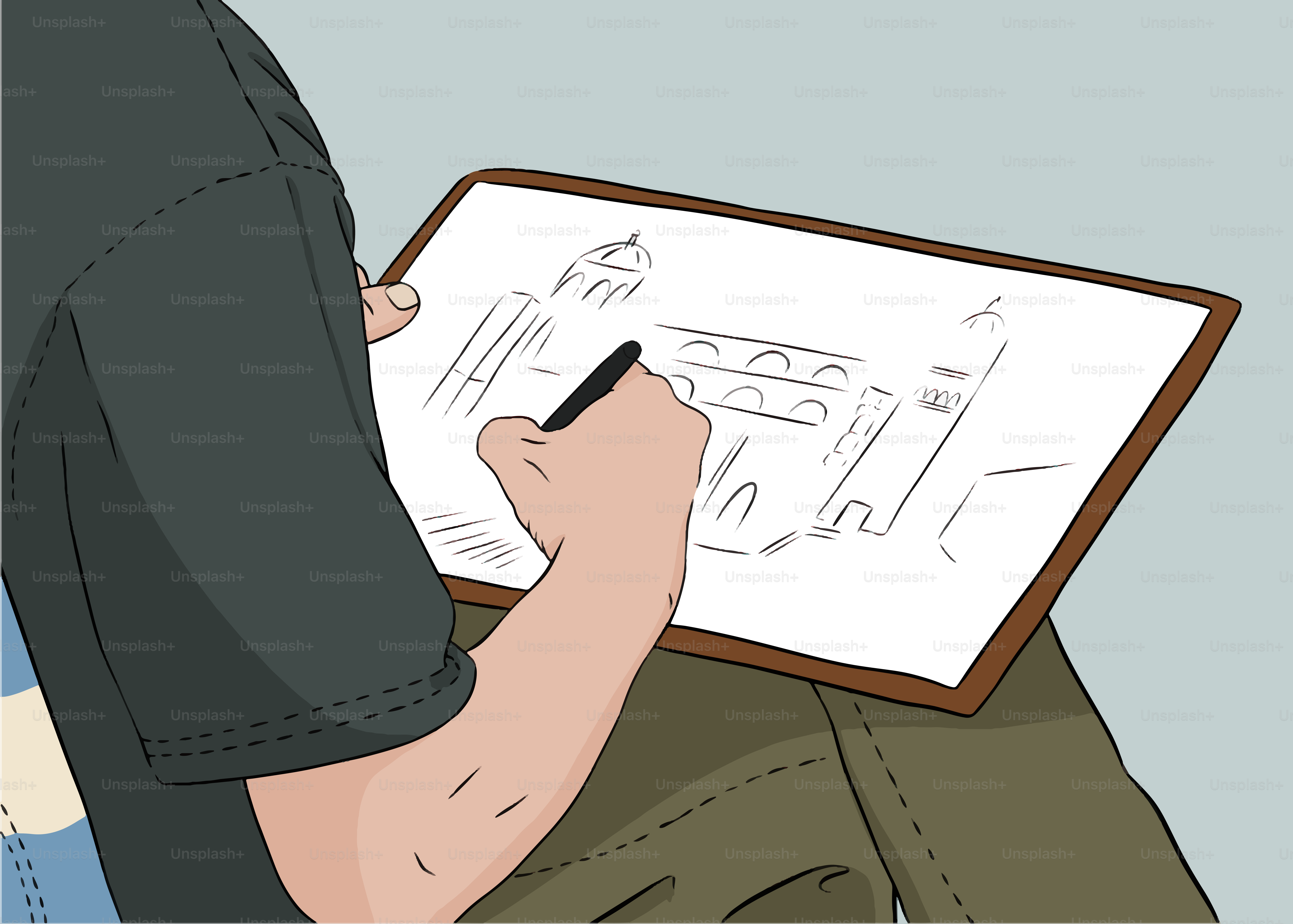 a person writing on a piece of paper