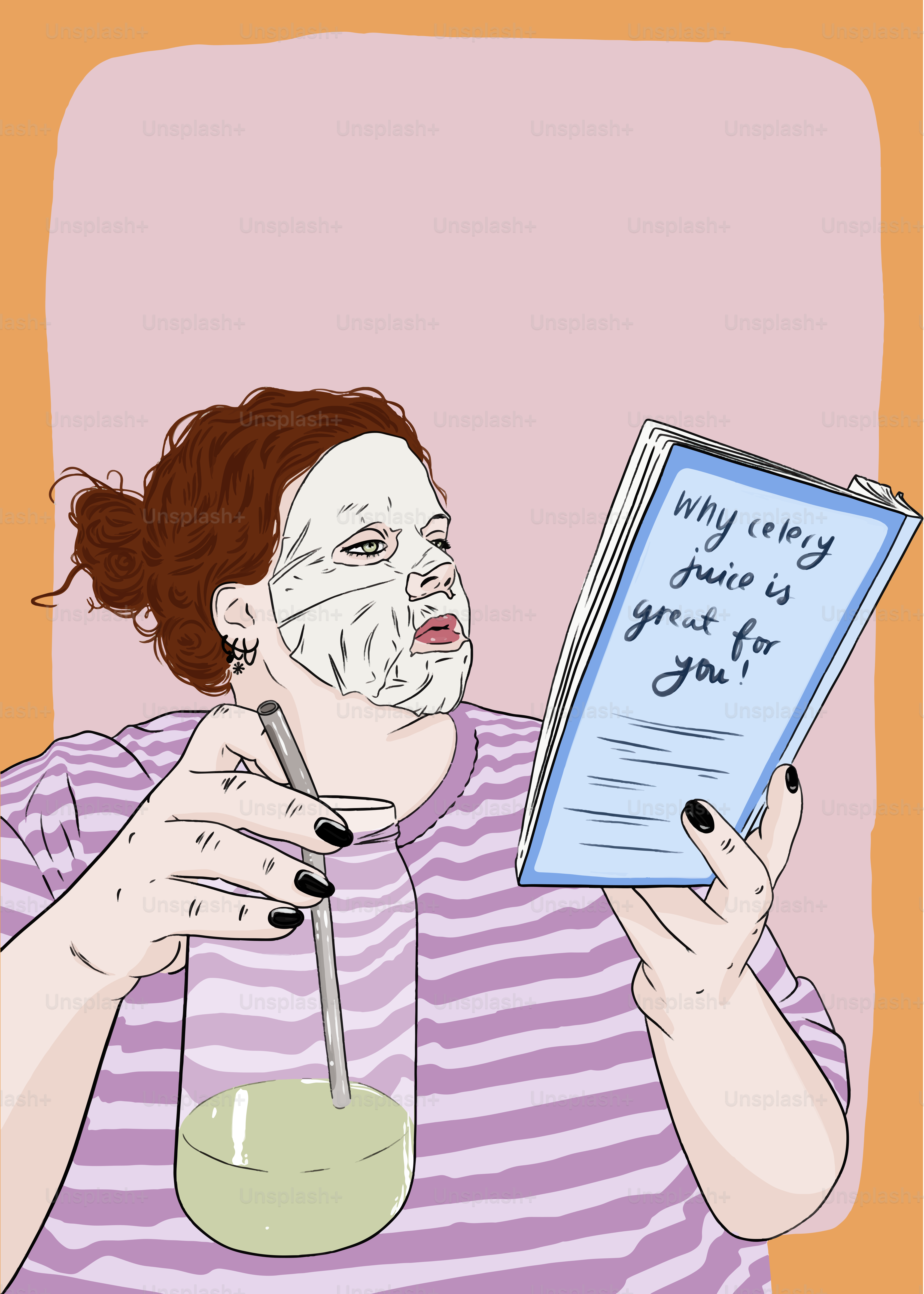 a drawing of a woman holding a piece of paper