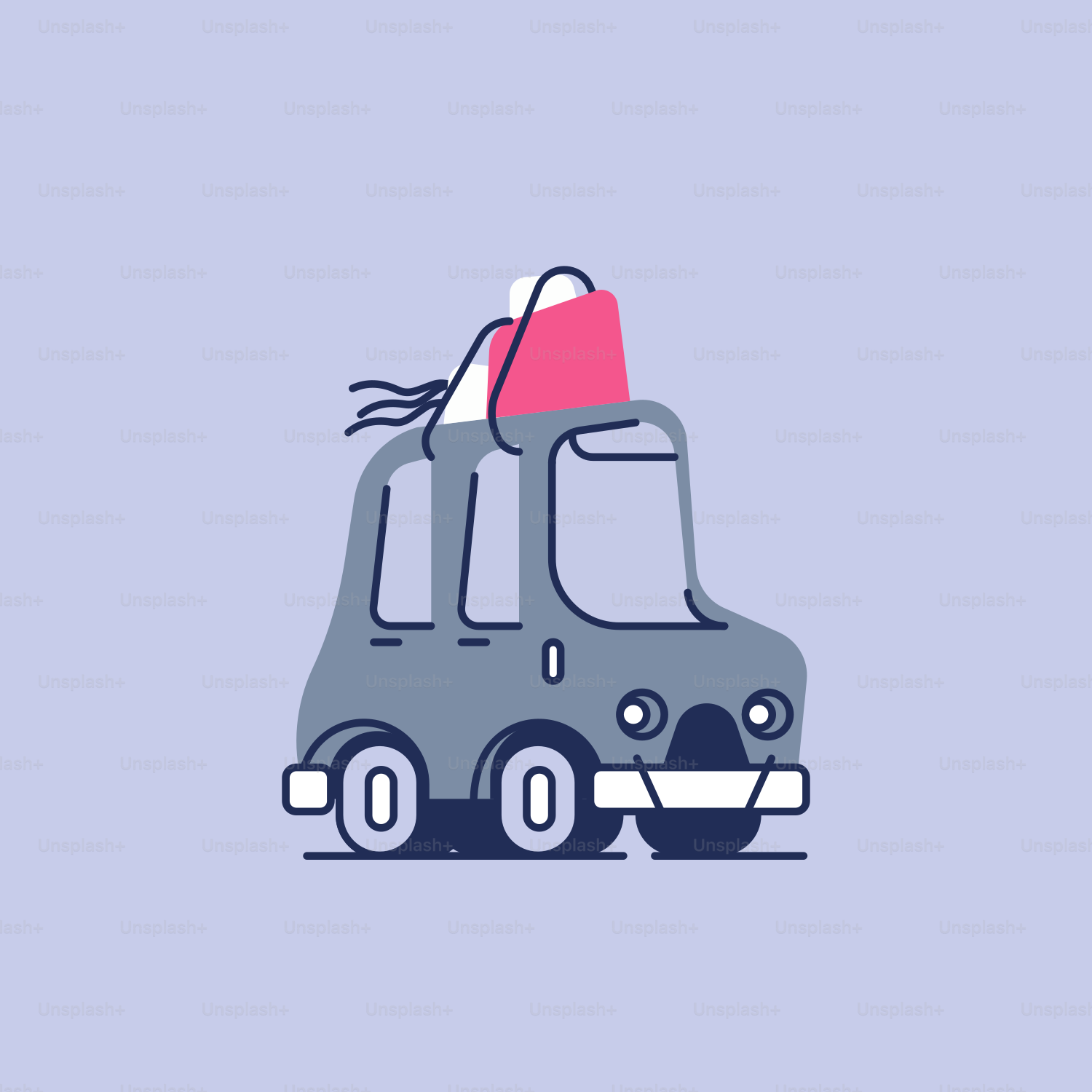 a truck with a red hat on top of it