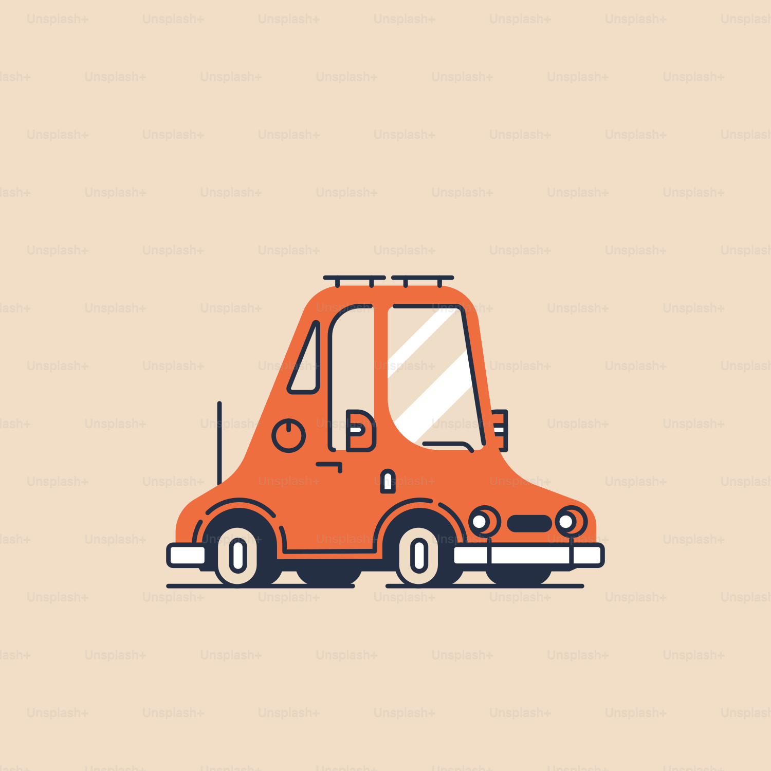 a small orange car on a beige background