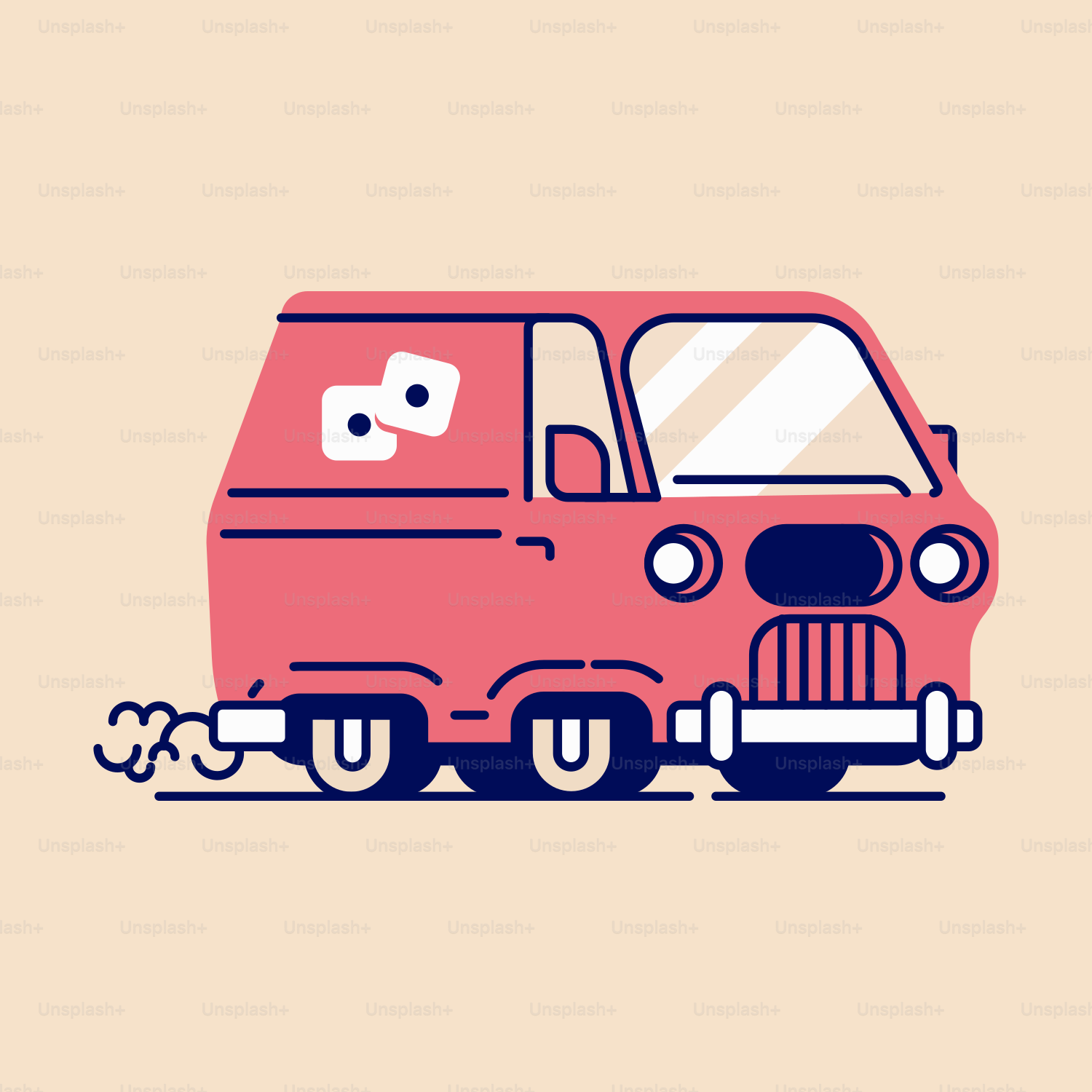 una furgoneta roja con un perro delantero